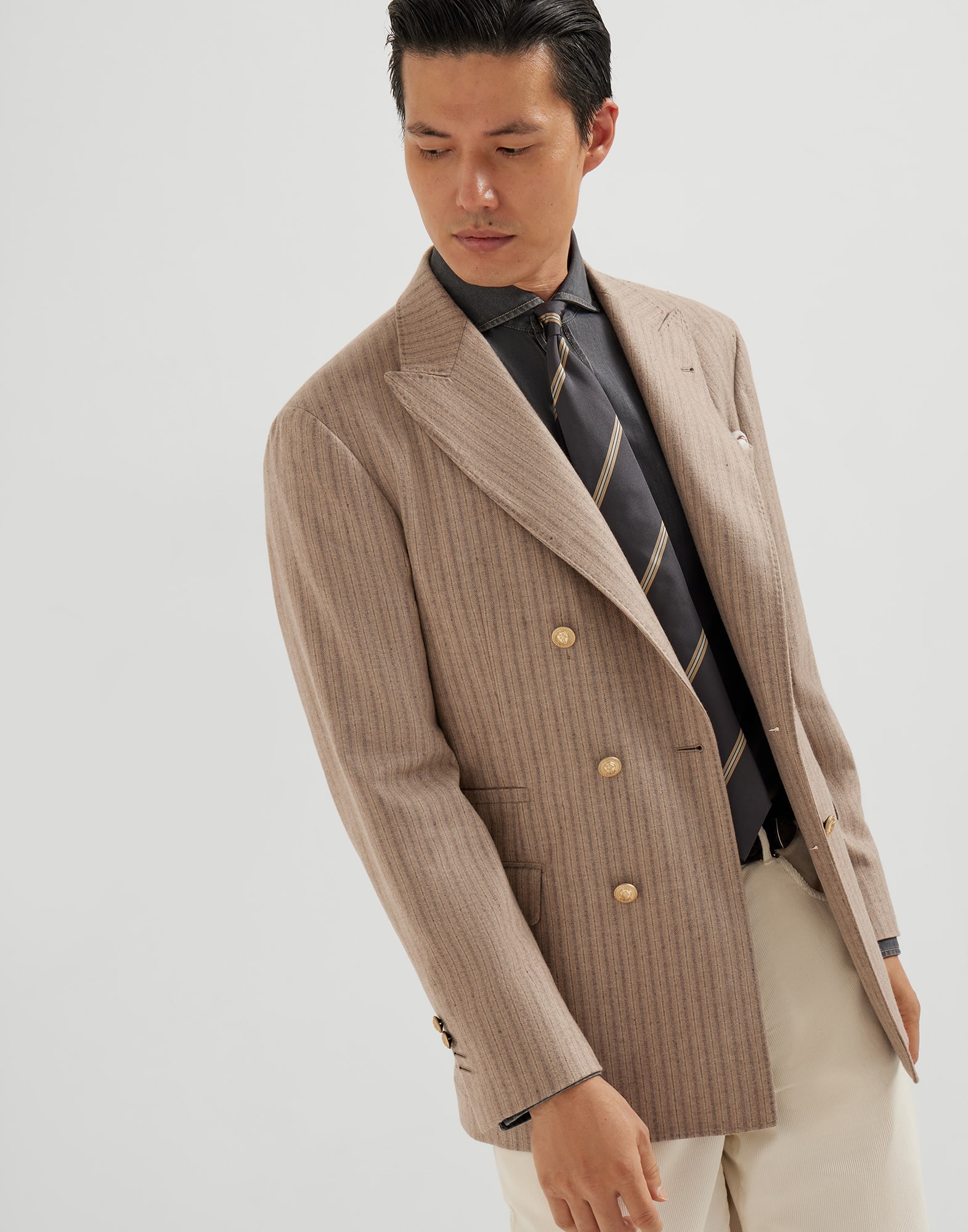 Пиджак из фланели Светло-Коричневый Мужчина - Brunello Cucinelli