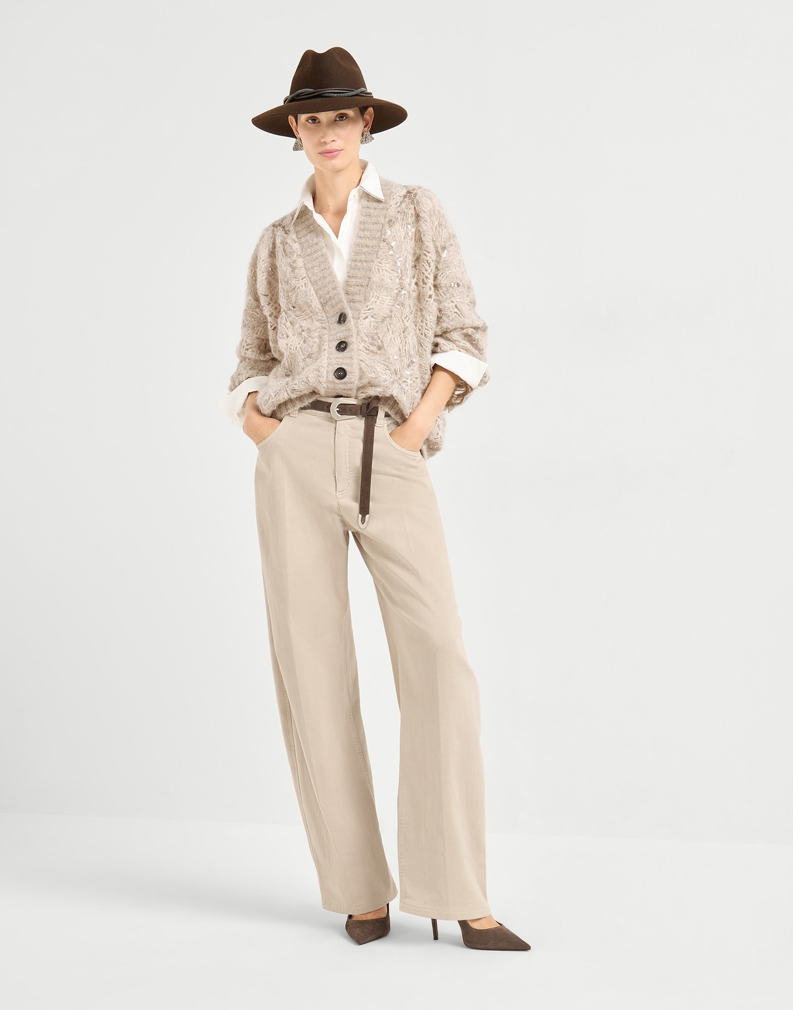 Button-front Cardigan - Full look - View Full Screen