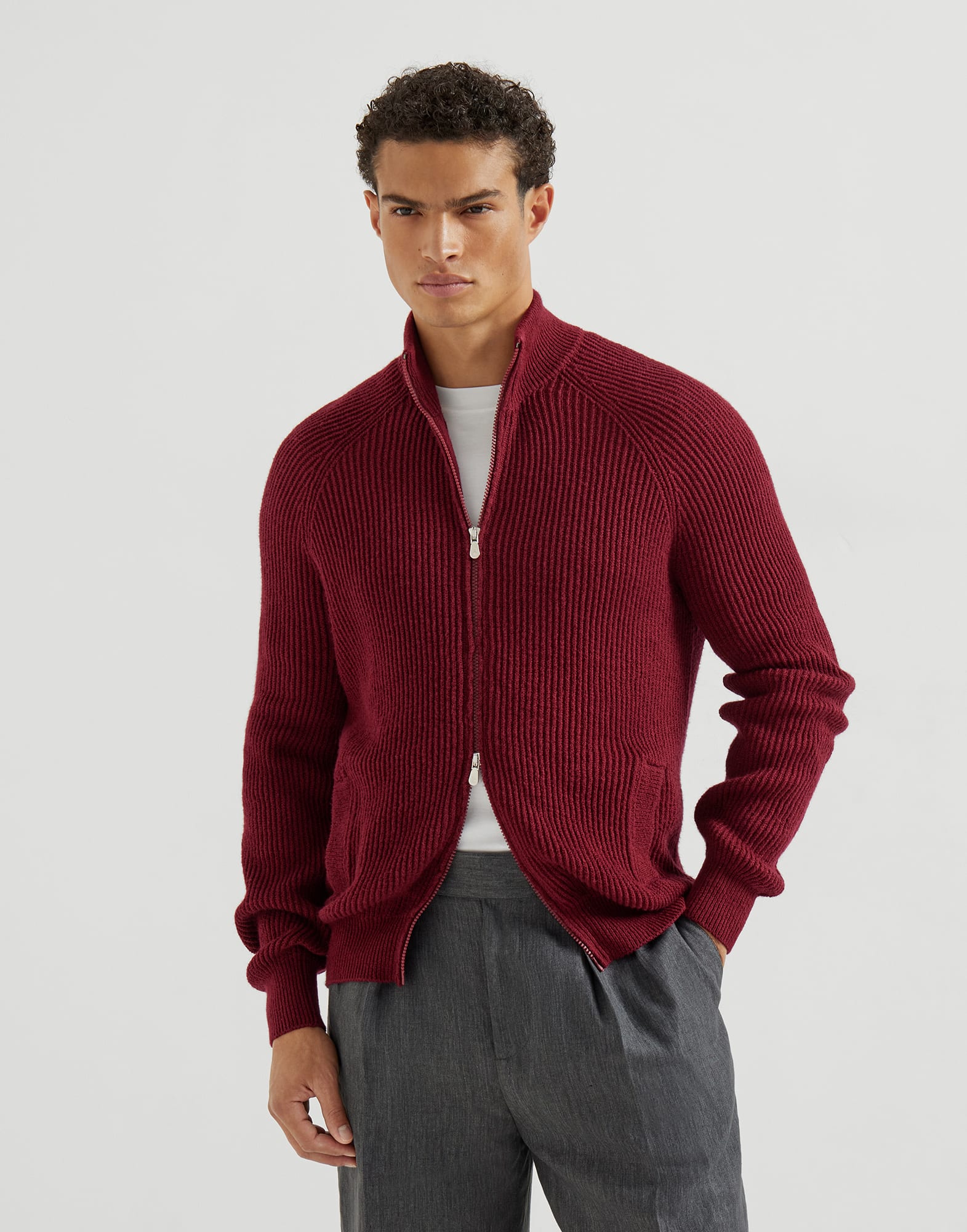 Malfilé cotton cardigan Cherry Man - Brunello Cucinelli