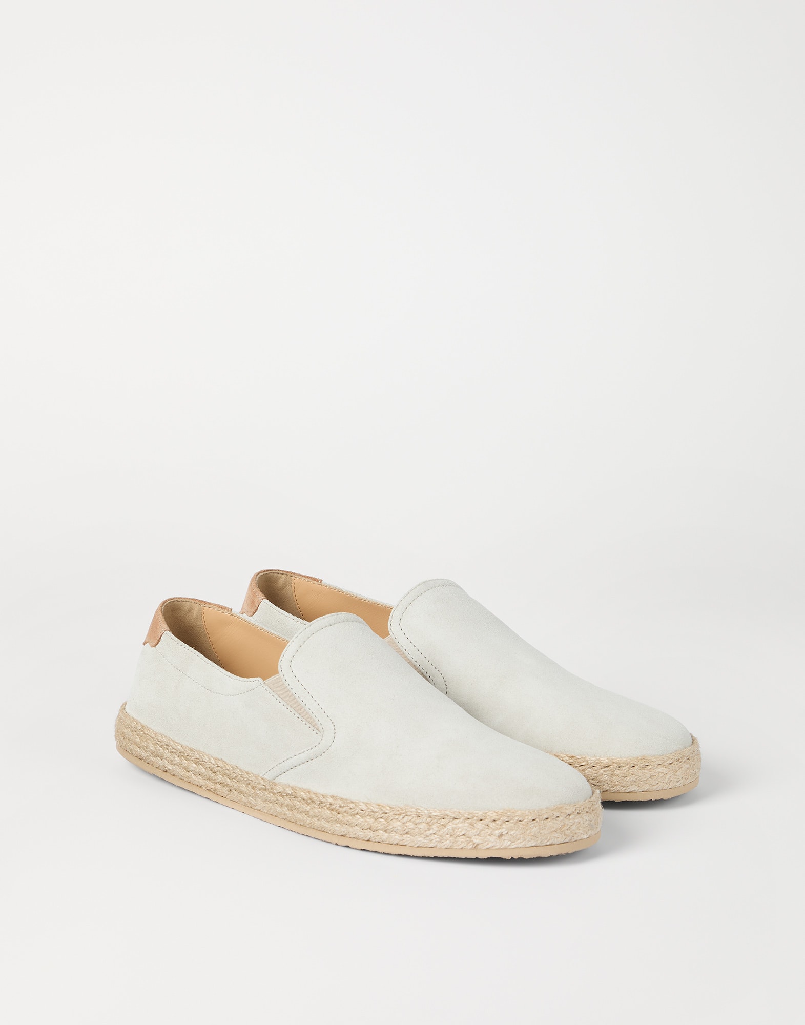Suede slip-on for Man in Ivory | Brunello Cucinelli Suede slip-on for Man in Ivory | Brunello Cucinelli
