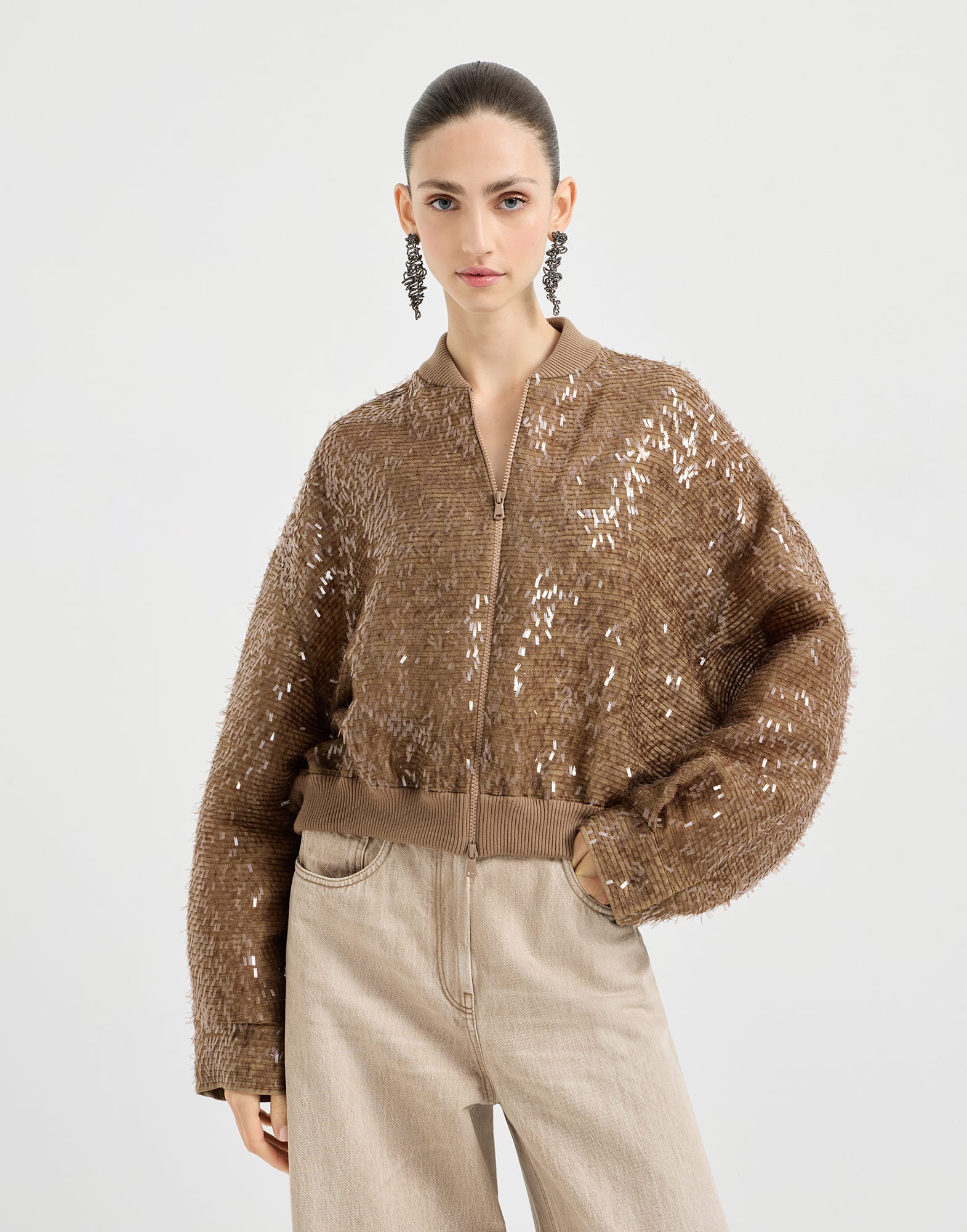 Dazzling Embroidery Bomber