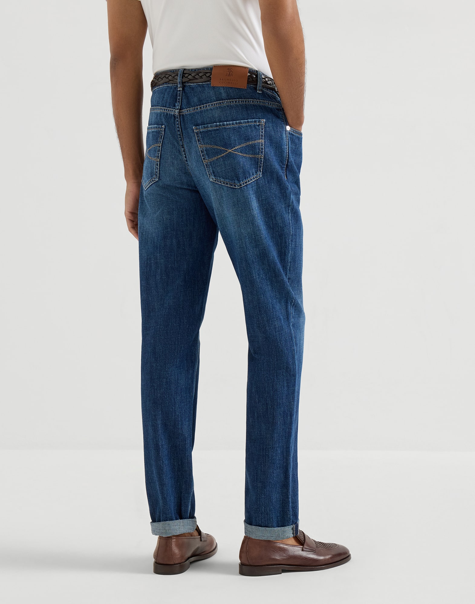 Denim Five-Pocket Trousers - Back view - View Full Screen