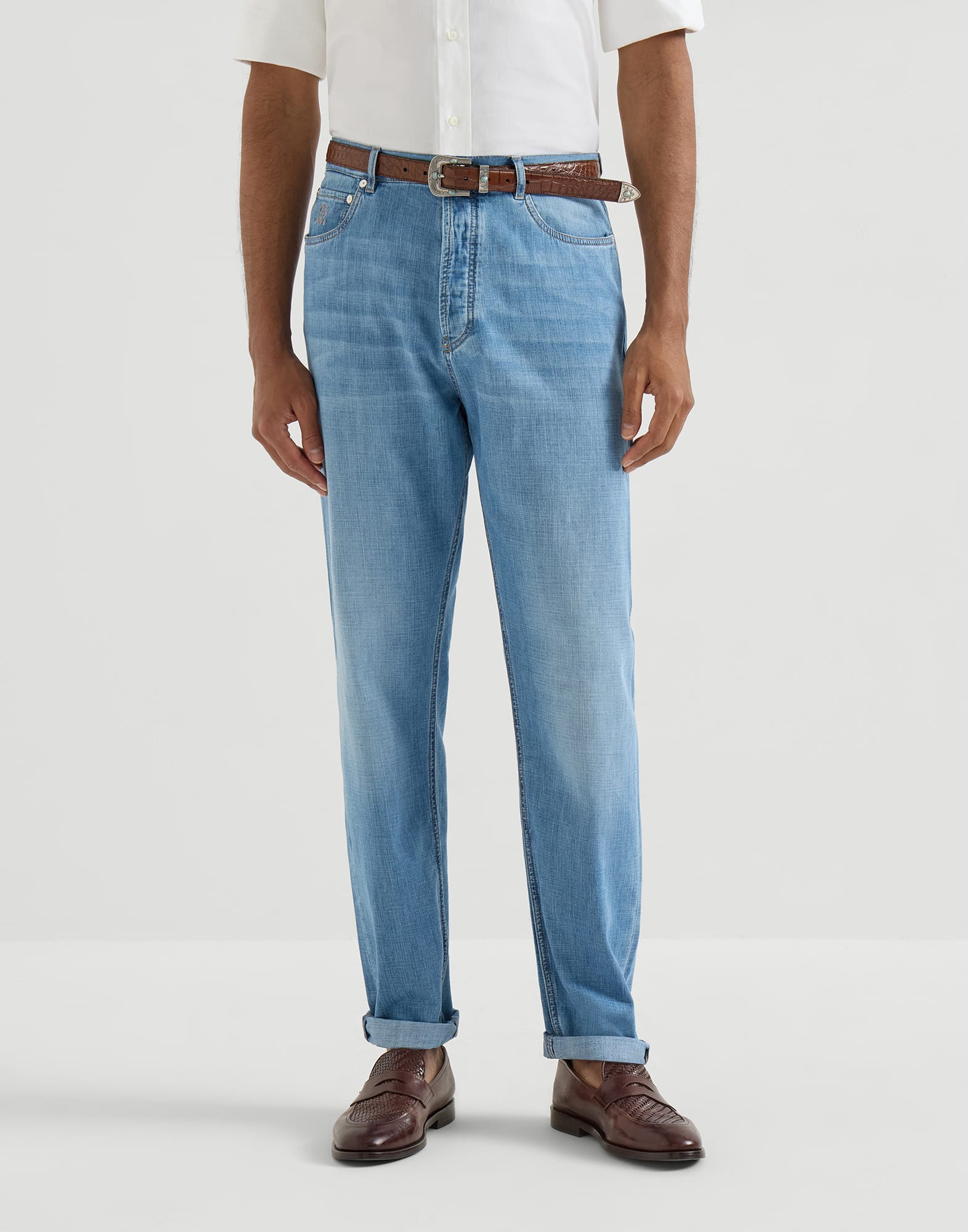 Denim Five-Pocket Trousers - Front view - View Full Screen