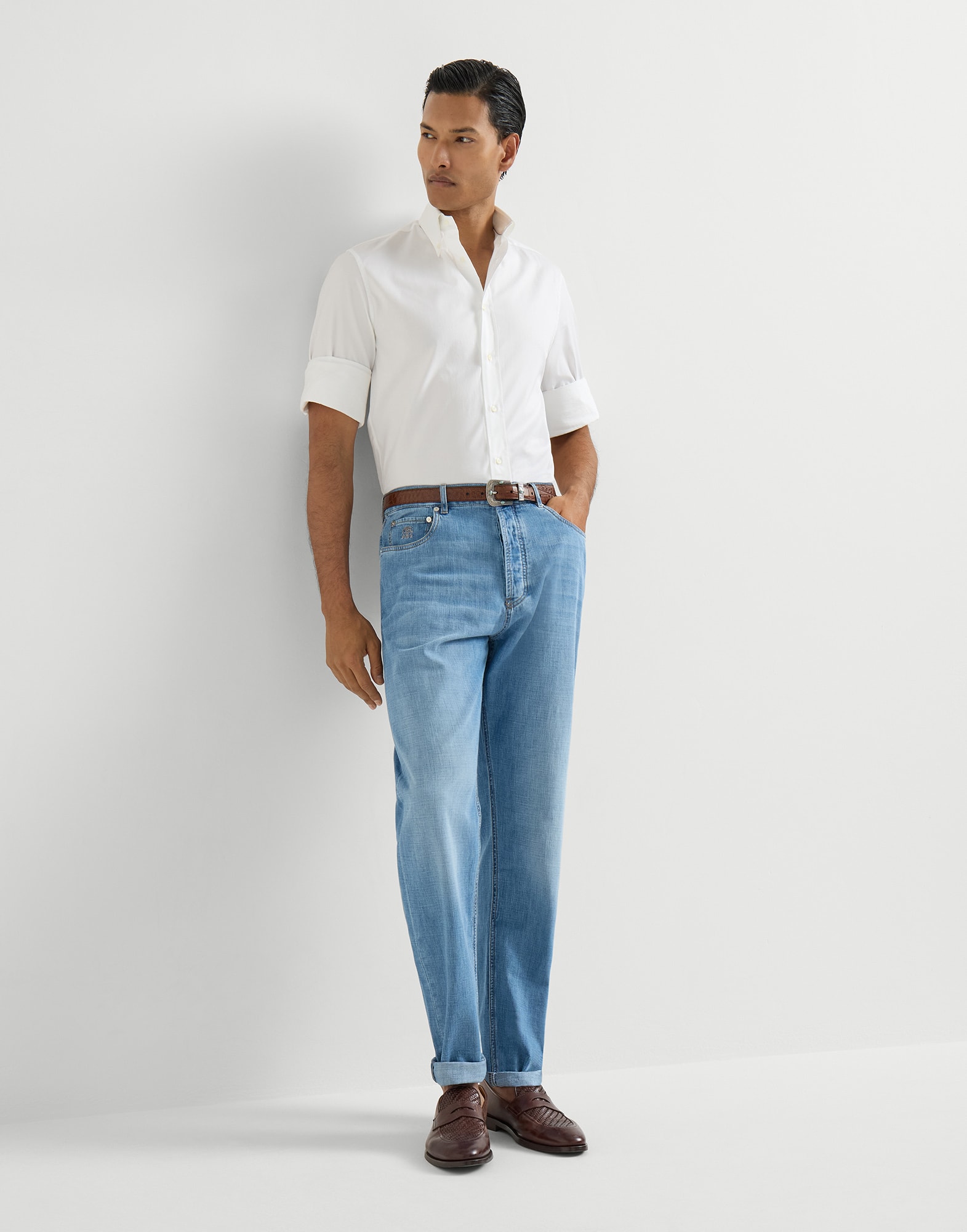 Denim Five-Pocket Trousers - Editorial view - View Full Screen