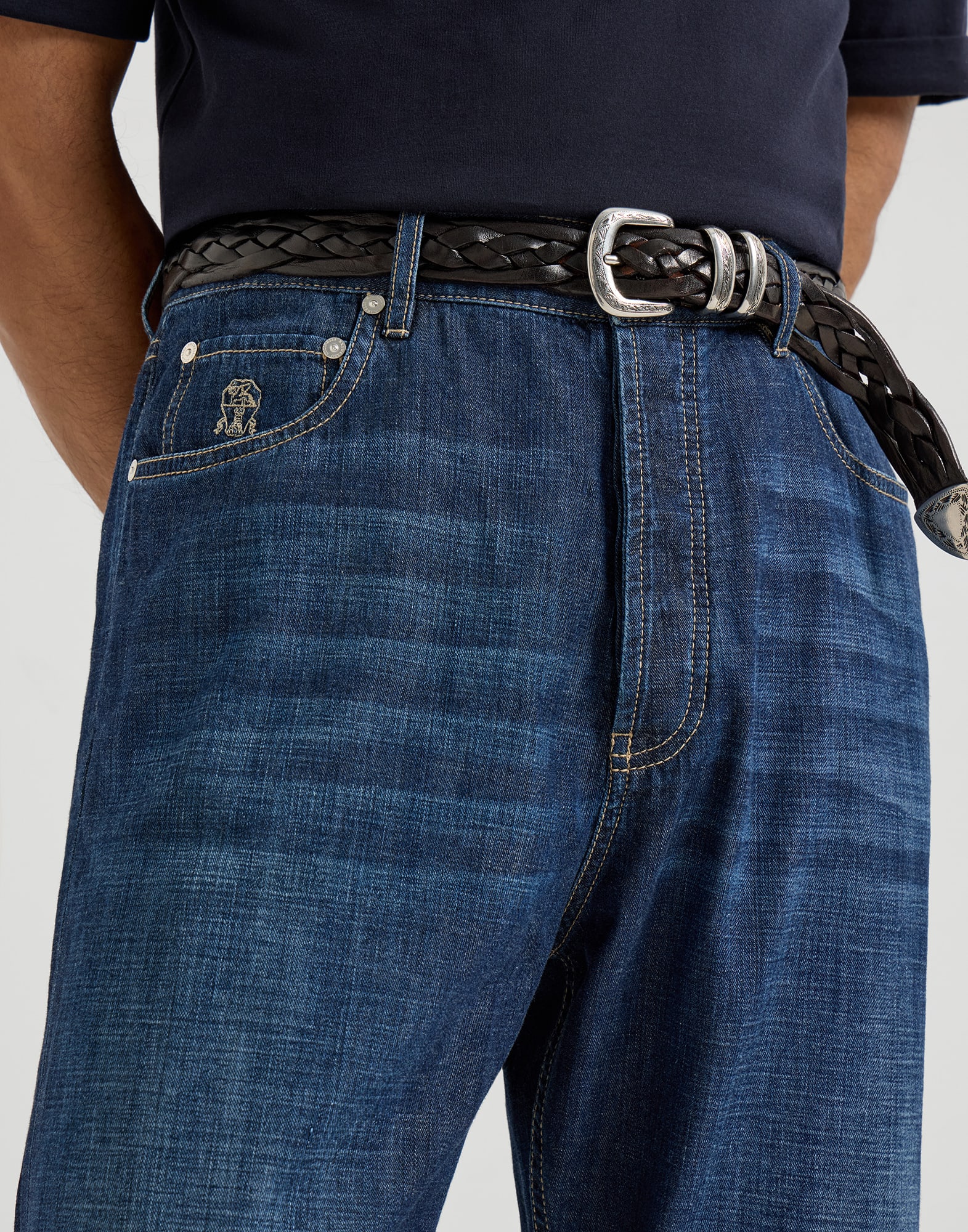 Denim Five-Pocket Trousers - Detail view - View Full Screen