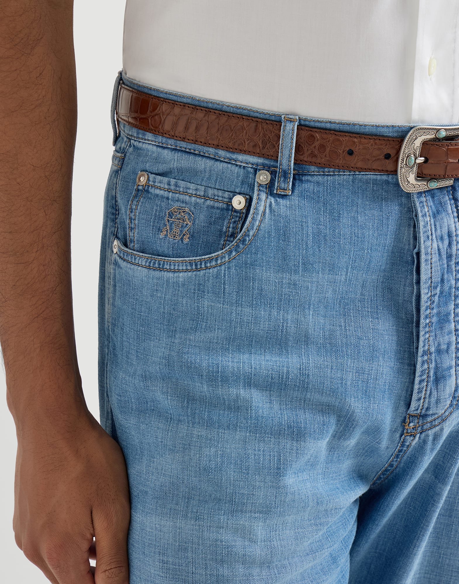 Denim Five-Pocket Trousers - Detail view - View Full Screen