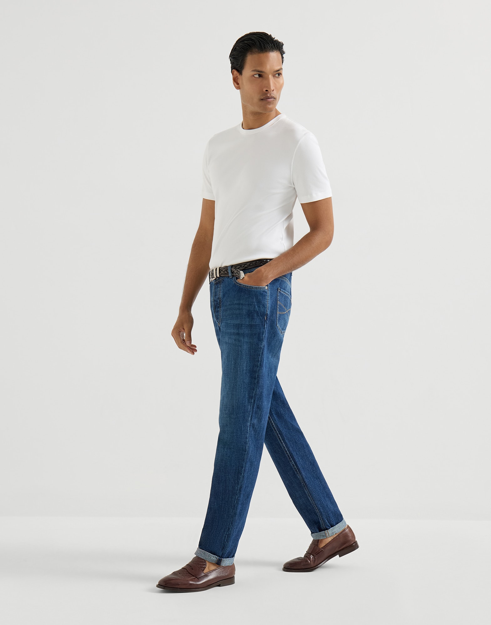 Denim Five-Pocket Trousers - Editorial view - View Full Screen