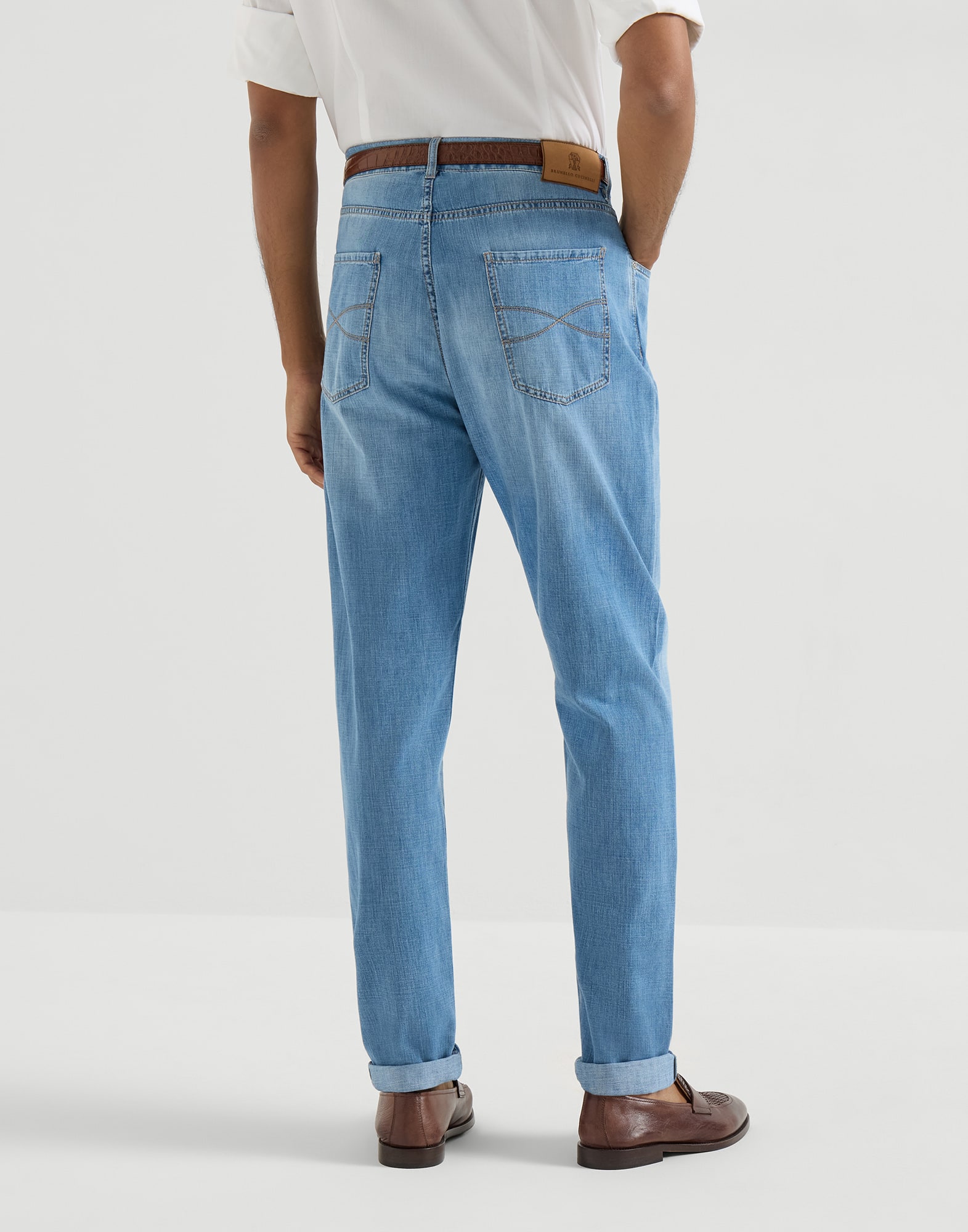 Denim Five-Pocket Trousers - Back view - View Full Screen