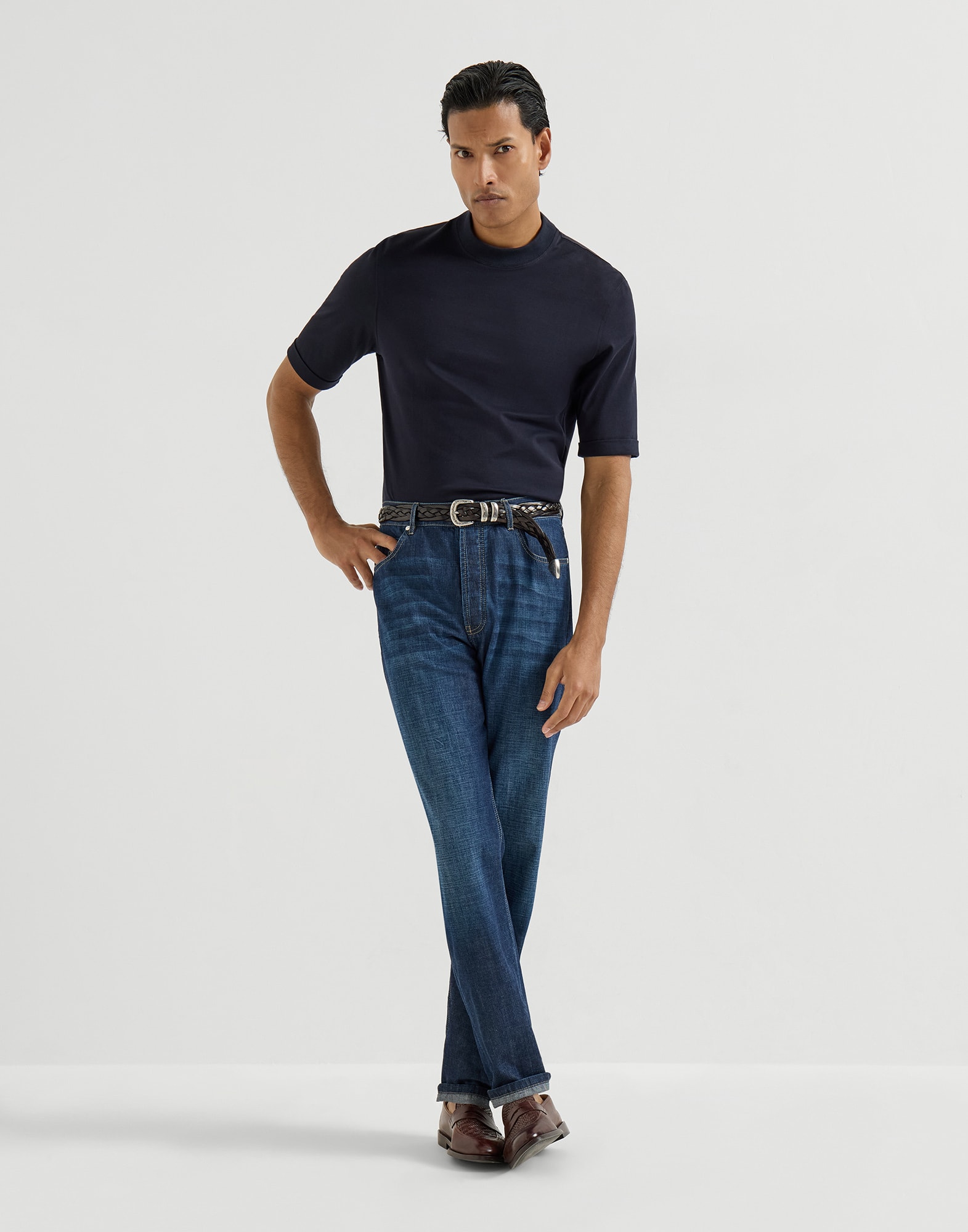 Denim Five-Pocket Trousers - Editorial view - View Full Screen