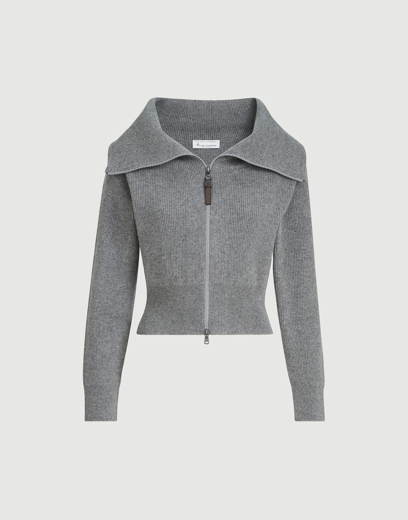 Cashmere and vicuña cardigan for Woman in Dark Grey | Brunello