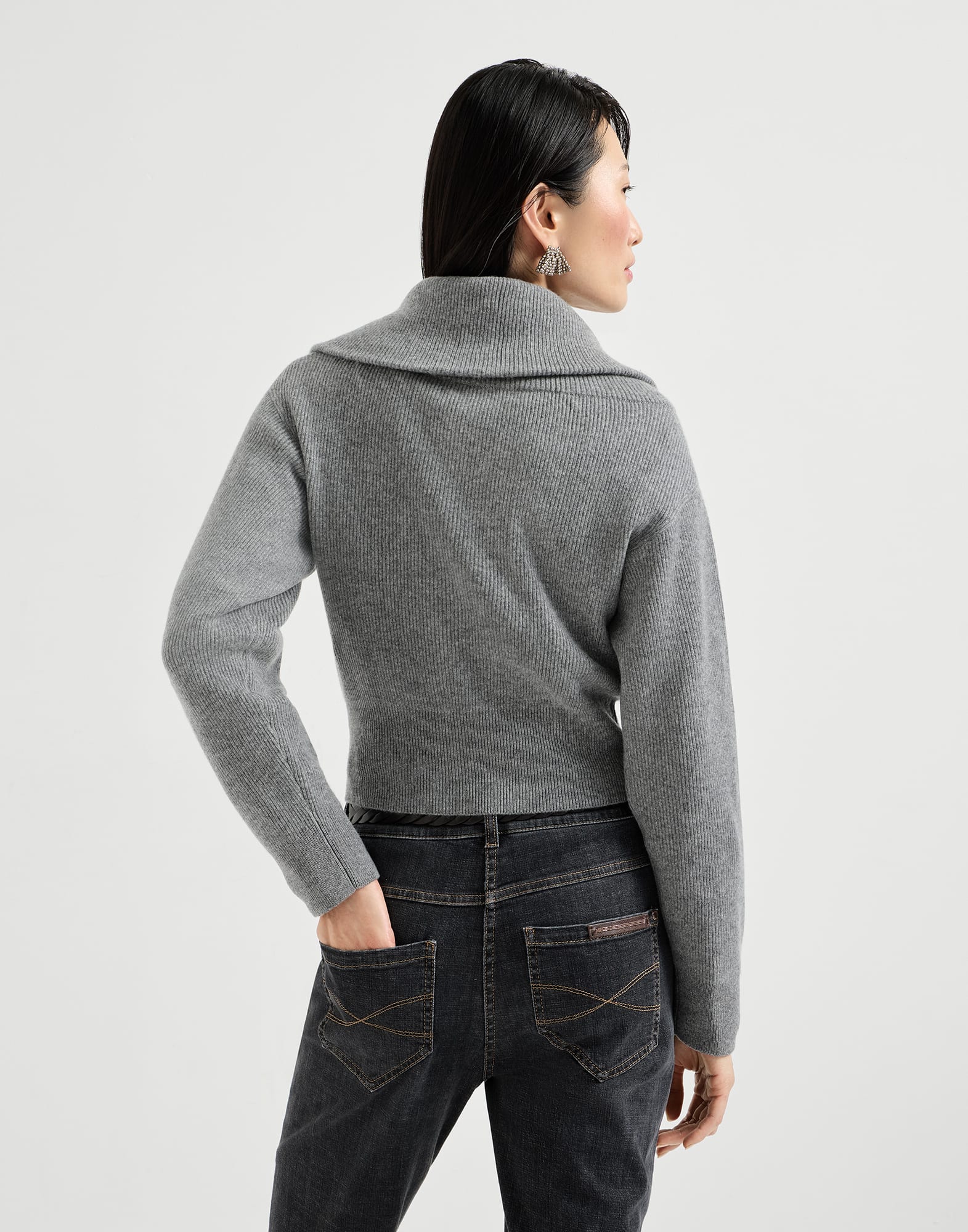 Cardigan En Cachemire Brunello Cucinelli - Gris, Taille XS - Tricot épais Perlée - Neuf Sans étiquettes
