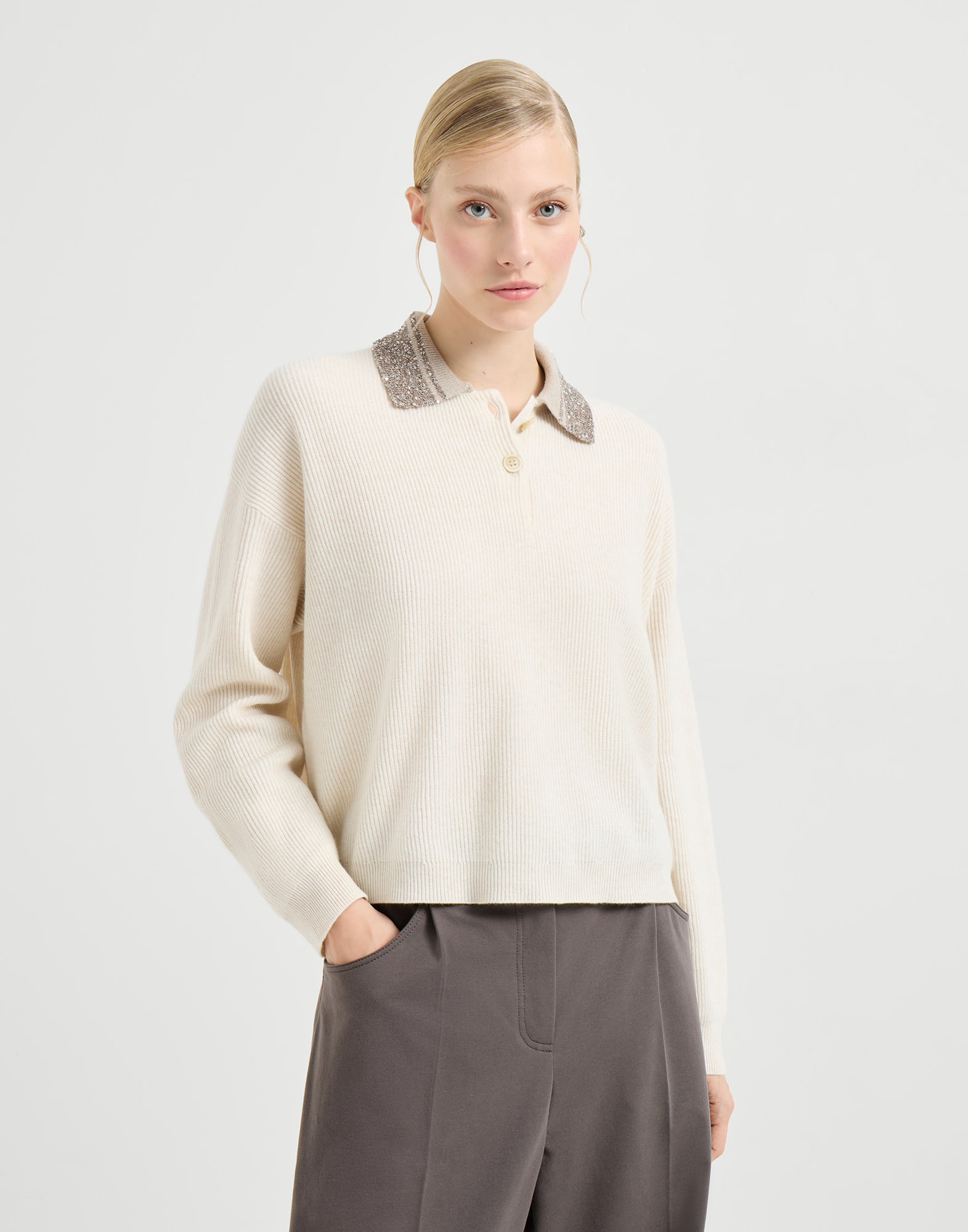 Polo-Style Sweater - Front view - View Full Screen