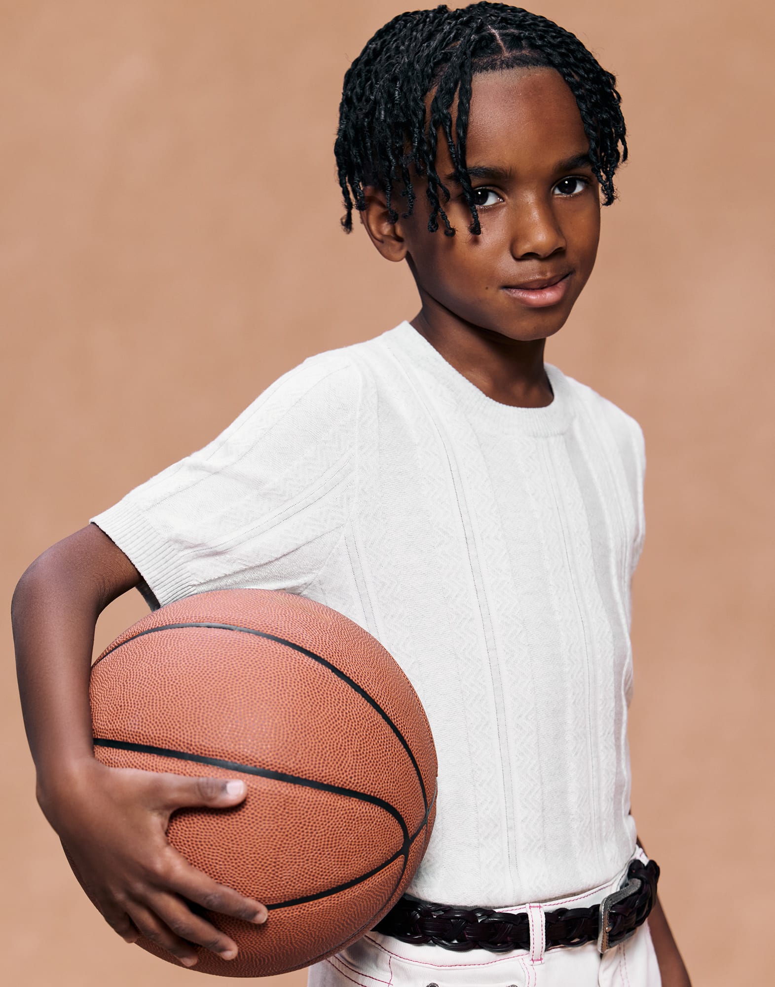 Jacquard knit T-shirt Light Grey Boys - Brunello Cucinelli