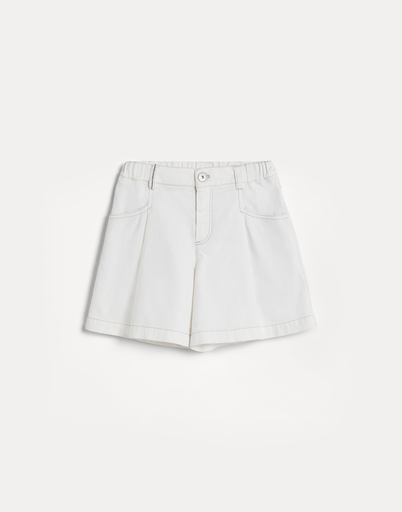 Shorts Baggy con monile Bianco Bambina - Brunello Cucinelli