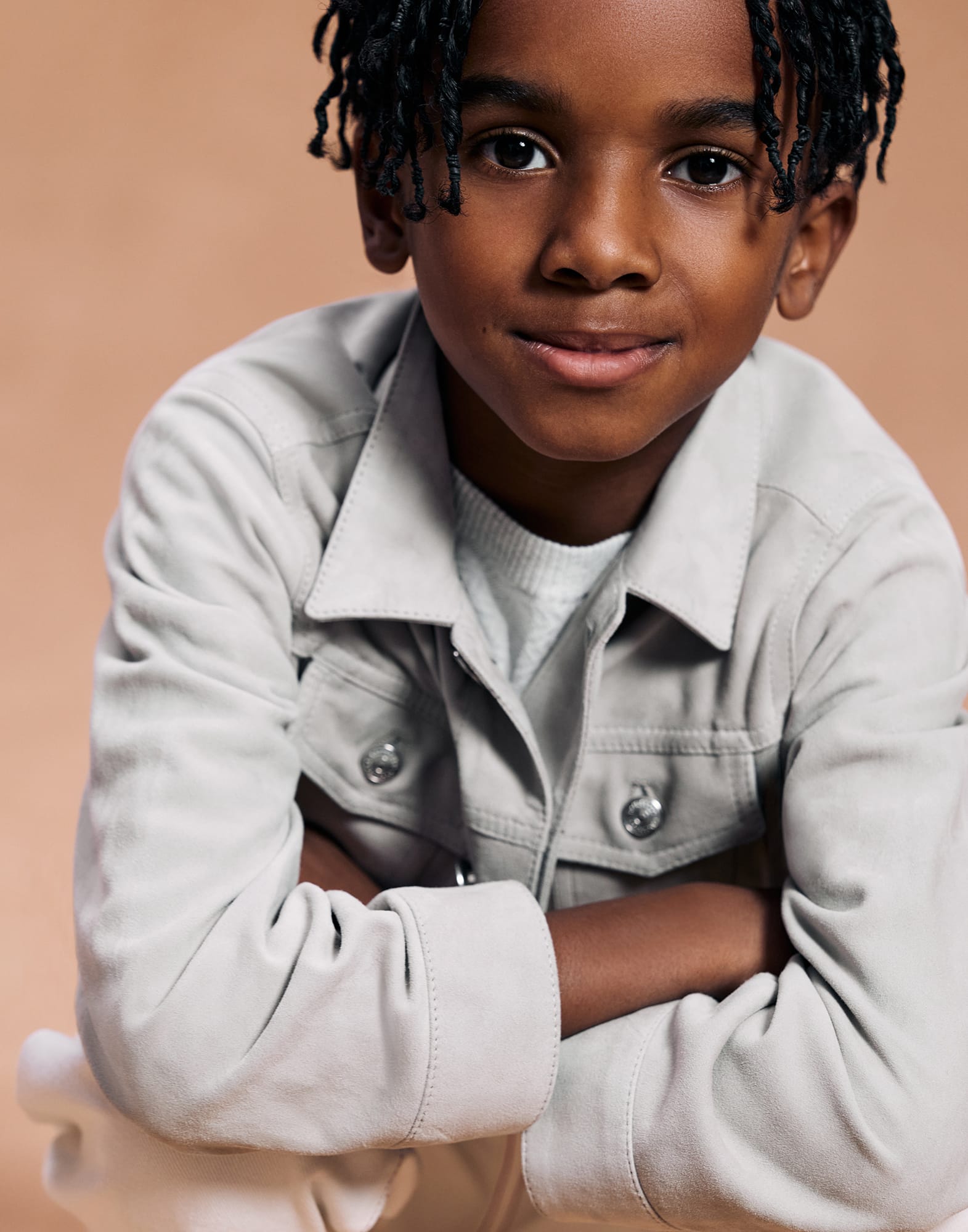 Suede four-pocket jacket Light Grey Boys - Brunello Cucinelli