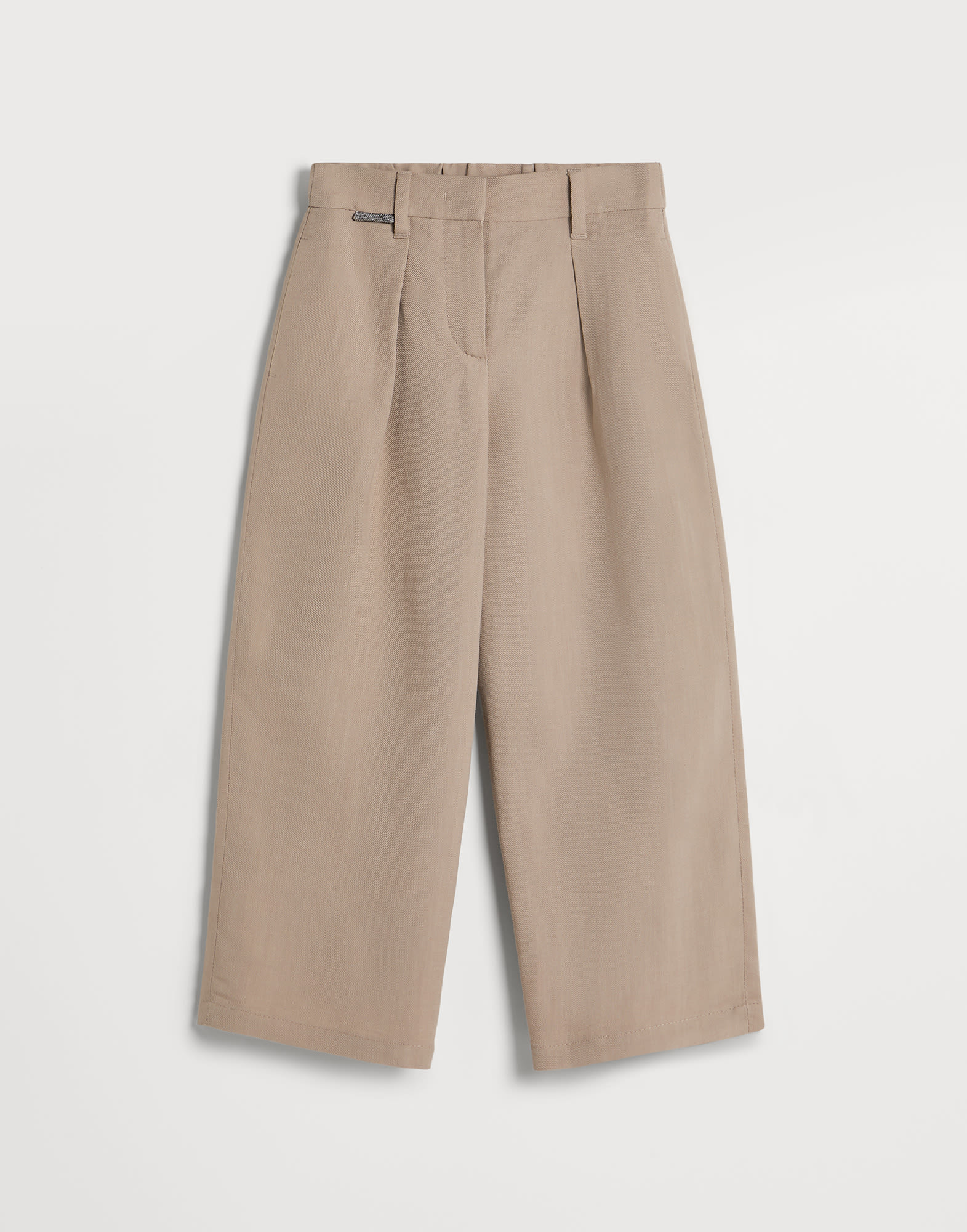 Pantalone A-line Pleated con monile Beige Chiaro Bambina - Brunello Cucinelli