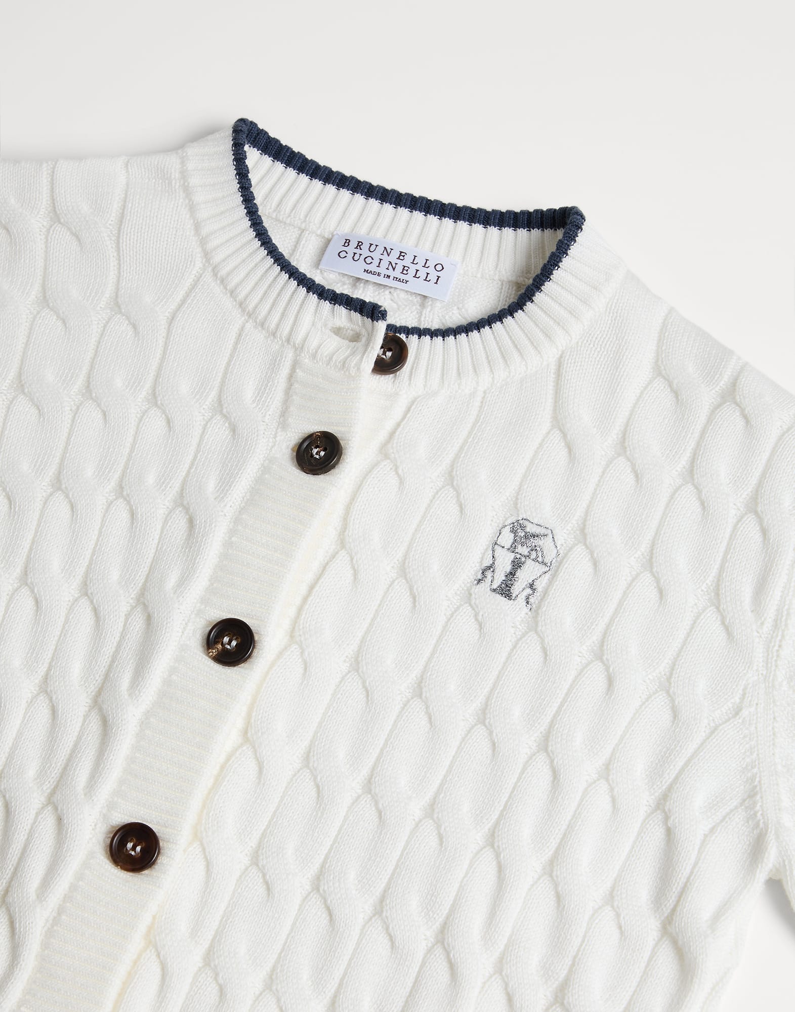 ガールズ 向け セージ コットンカーディガン | Brunello Cucinelli