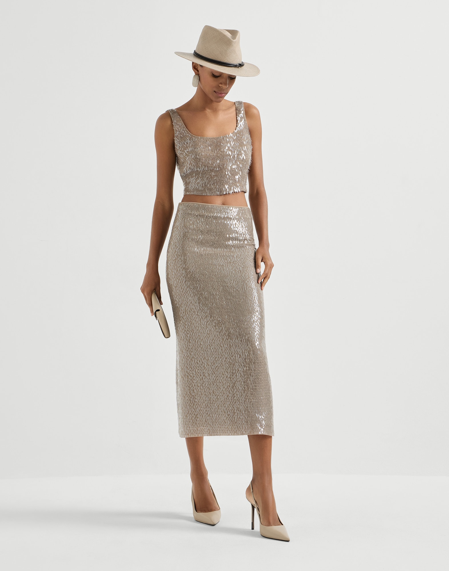 Dazzling Embroidery skirt for Woman in Rope | Brunello Cucinelli