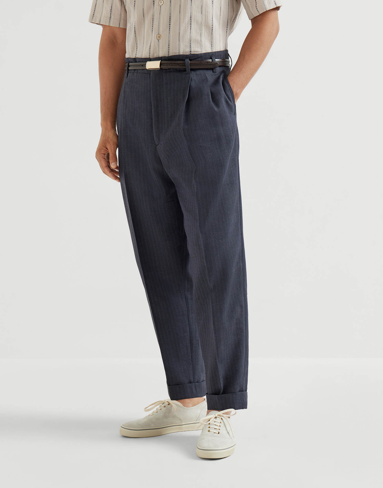 Chevron trousers Navy Blue Man - Brunello Cucinelli