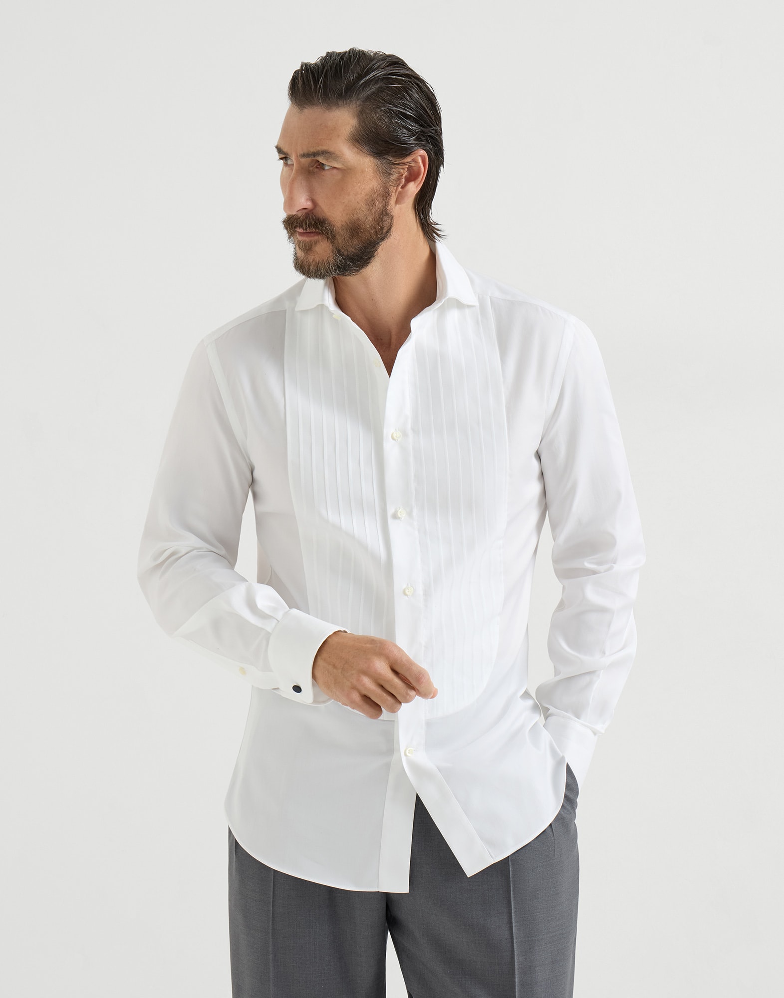 Рубашка из твила Белый Мужчина - Brunello Cucinelli