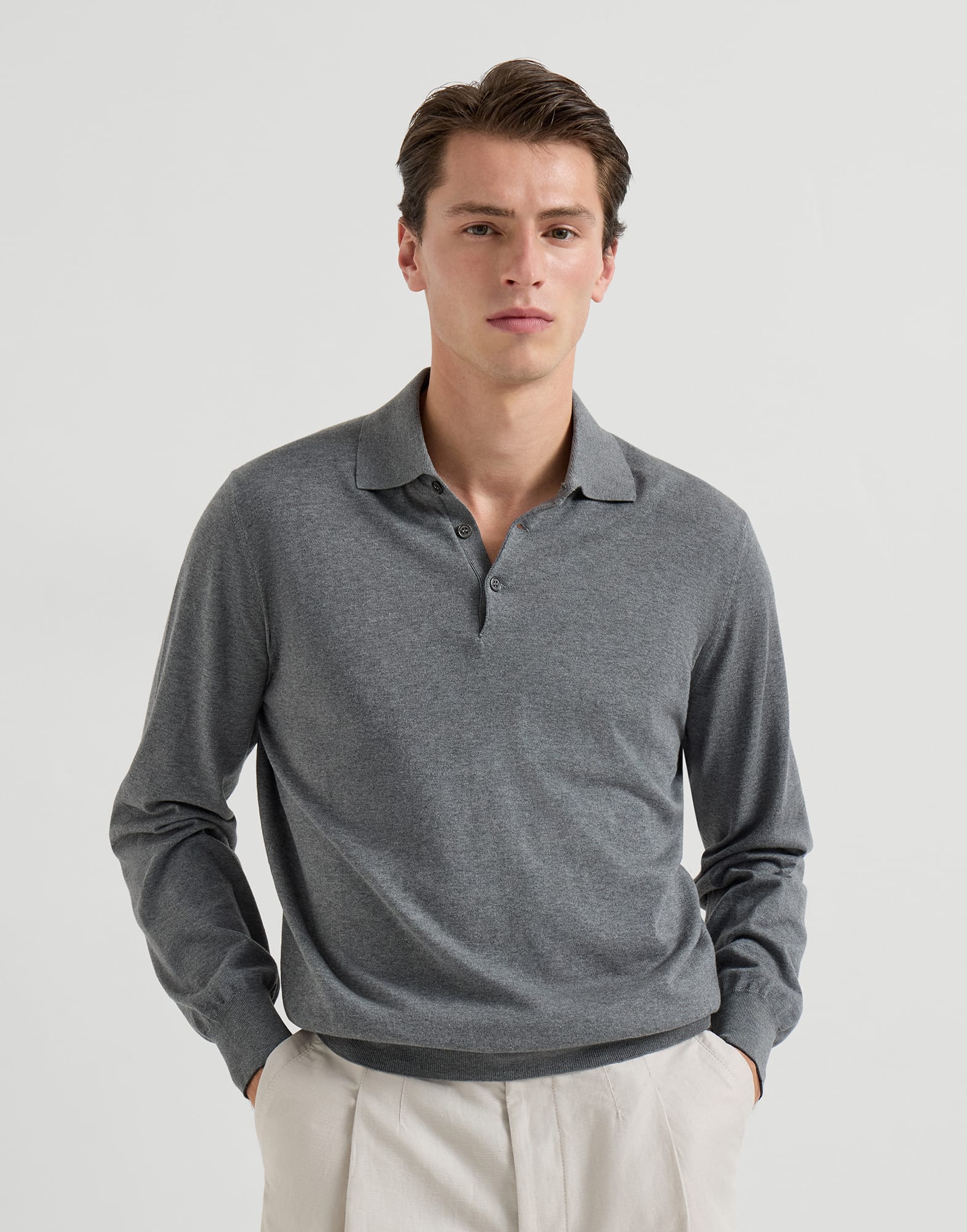 Polo-Style Sweater - Front view - View Full Screen