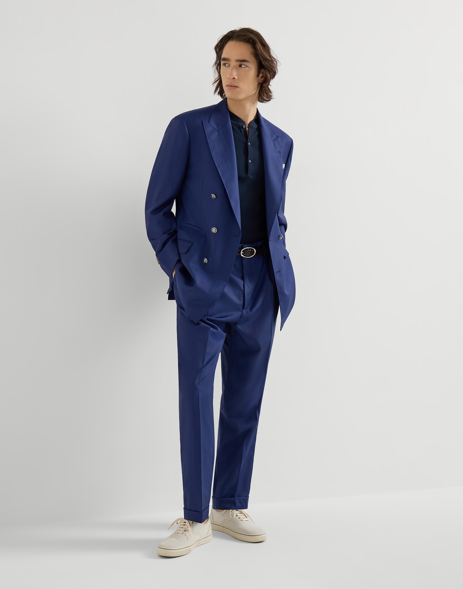 One-and-a-half breasted blazer for Man in Royale Blue | Brunello