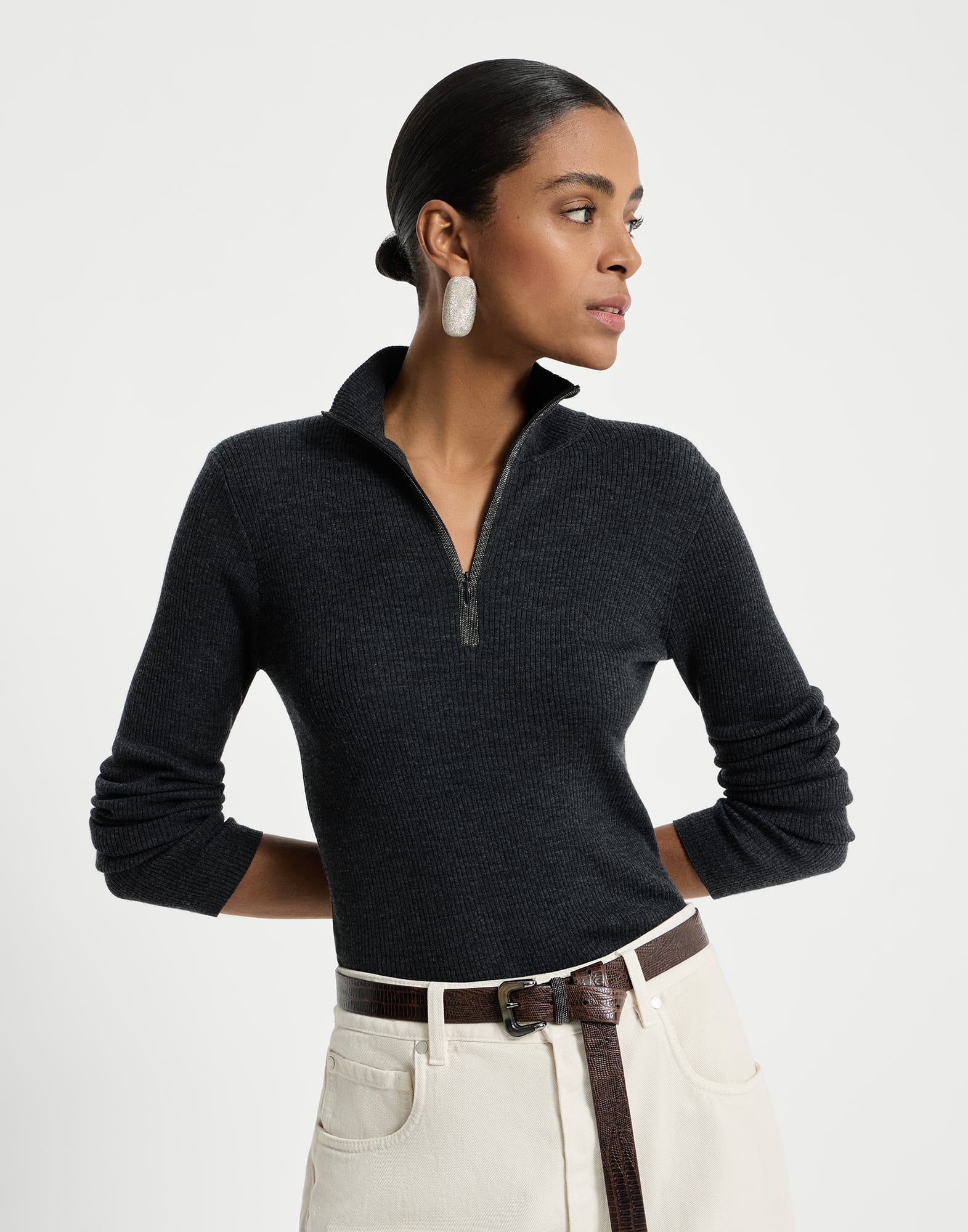 Zip Neck Sweater - Editorial view - View Full Screen