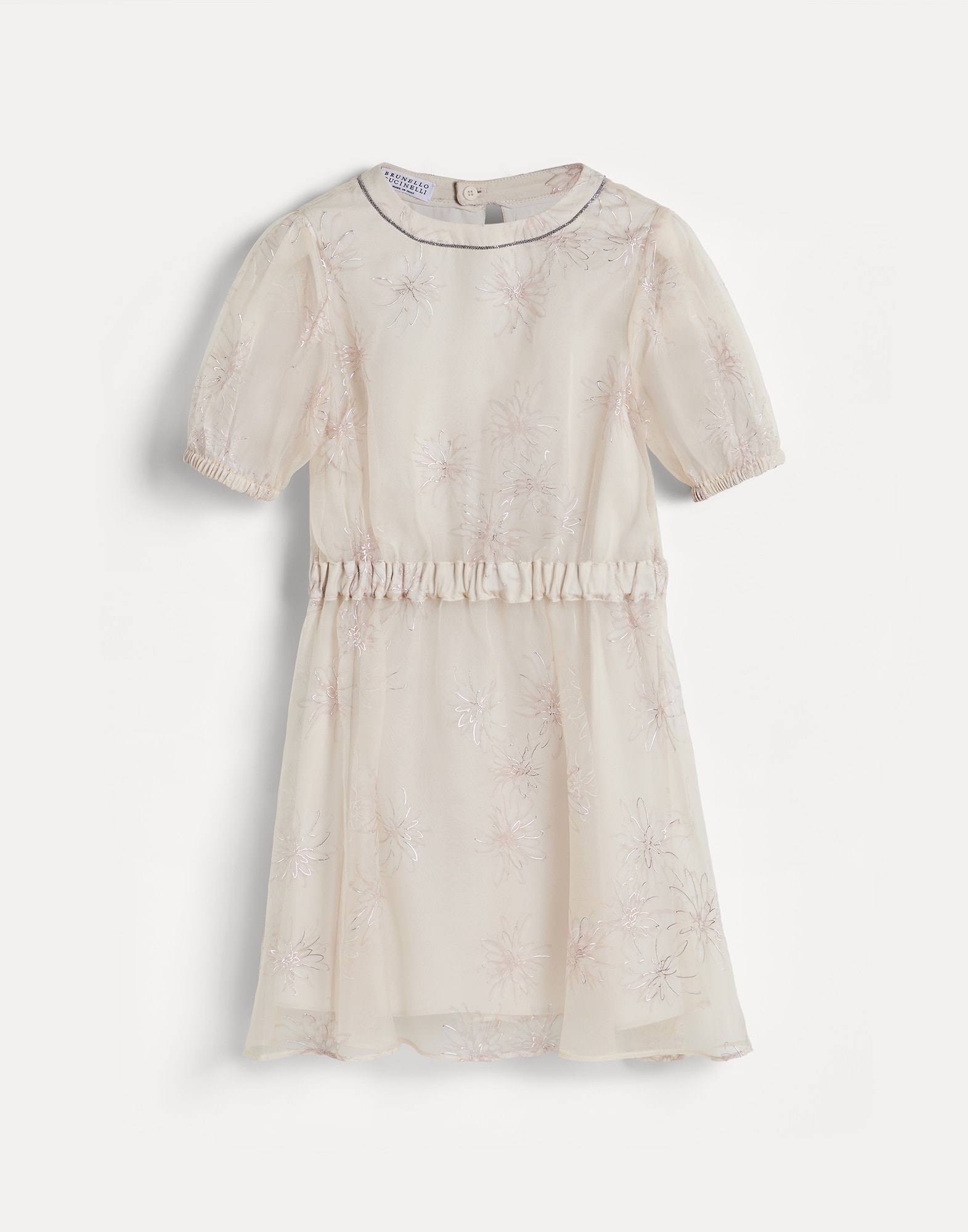Sparkling daisy chiffon dress Buff Girls - Brunello Cucinelli