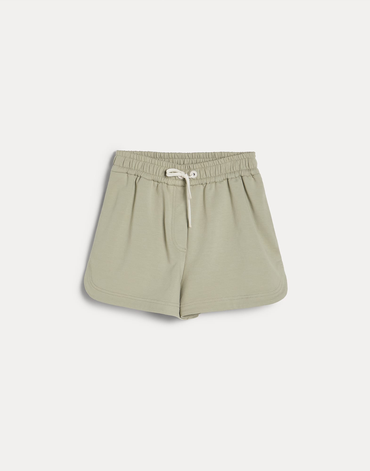 Shorts de felpa ligera de algod&oacute;n stretch Salvia Ni&ntilde;a - Brunello Cucinelli