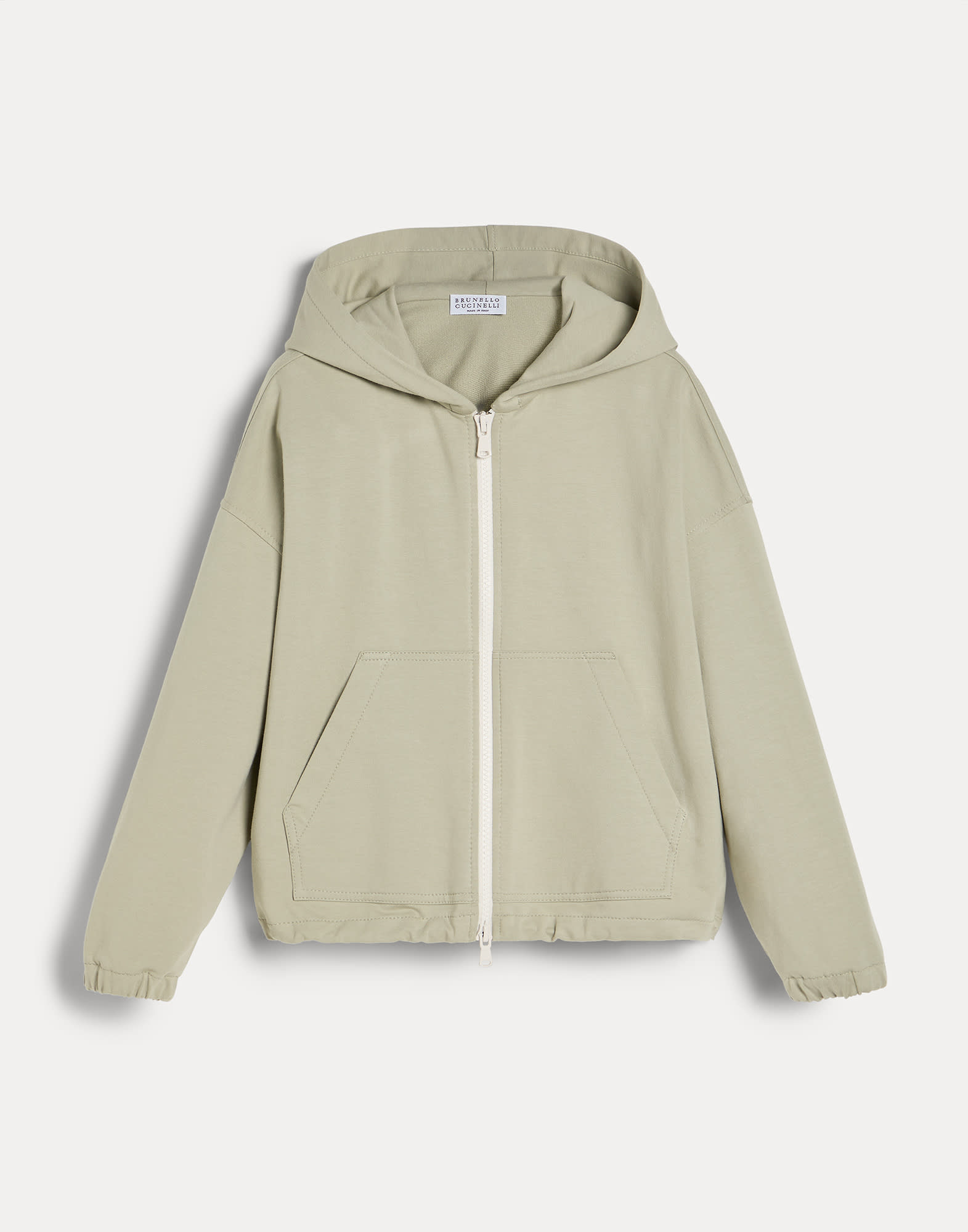 Sudadera con capucha, estampado y cremallera Salvia Ni&ntilde;a - Brunello Cucinelli