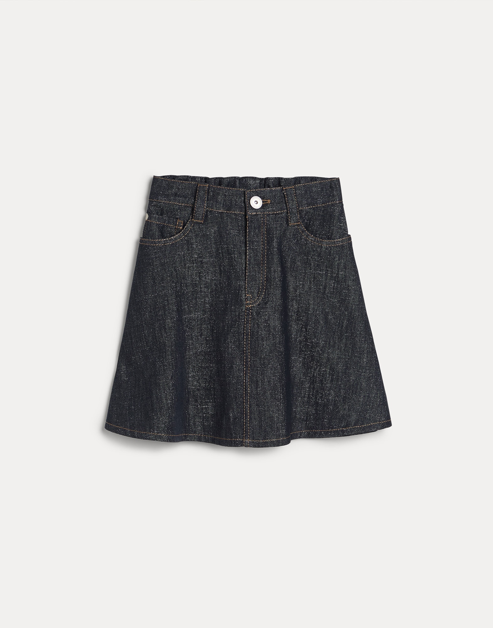 Falda Flared de denim con Monile Denim Oscuro Ni&ntilde;a - Brunello Cucinelli