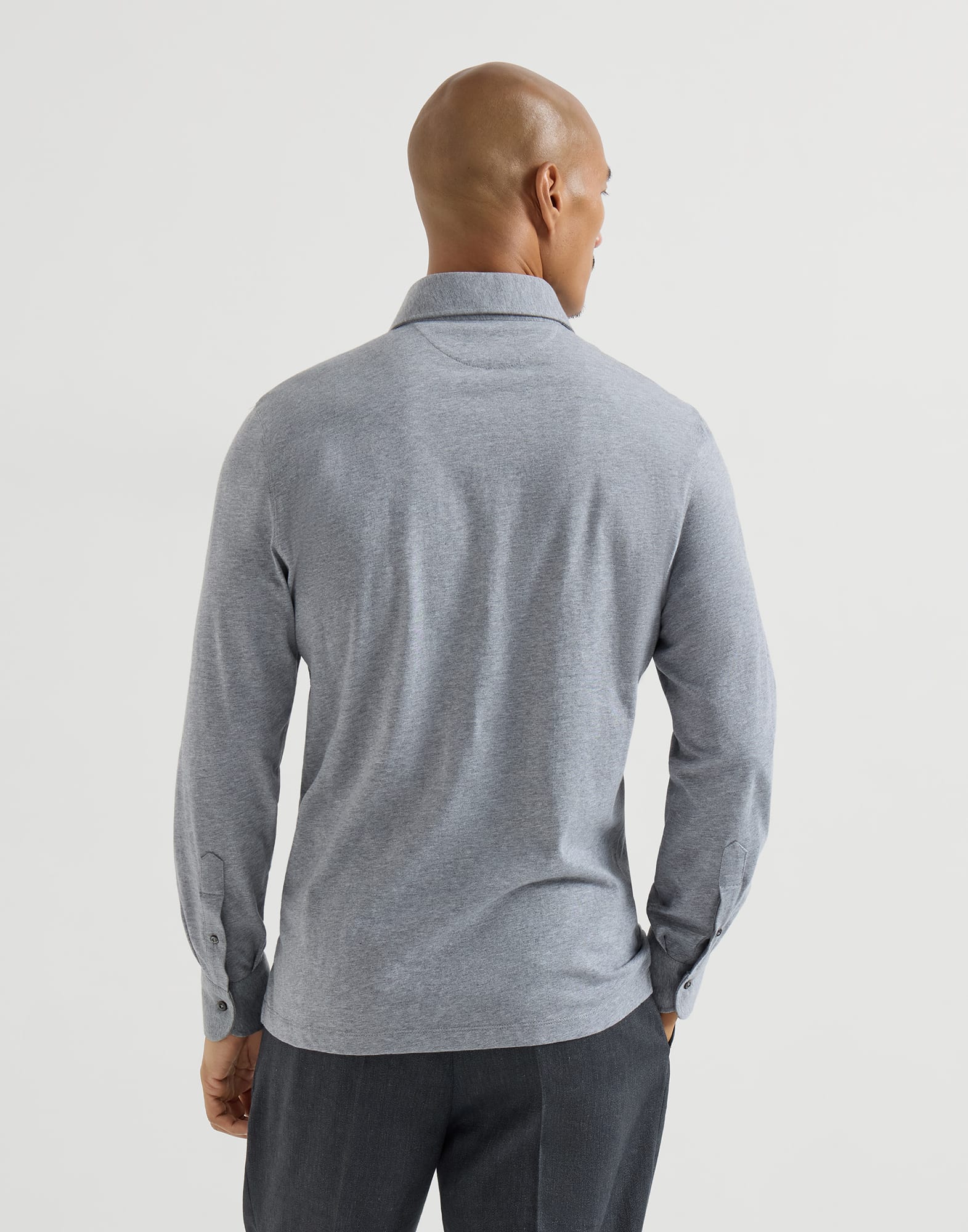 Polo with shirt collar for Man in White | Brunello Cucinelli