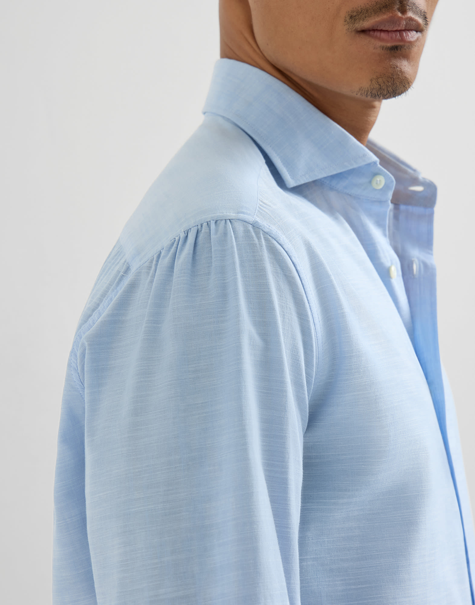 Oxford shirt for Man in Azure | Brunello Cucinelli