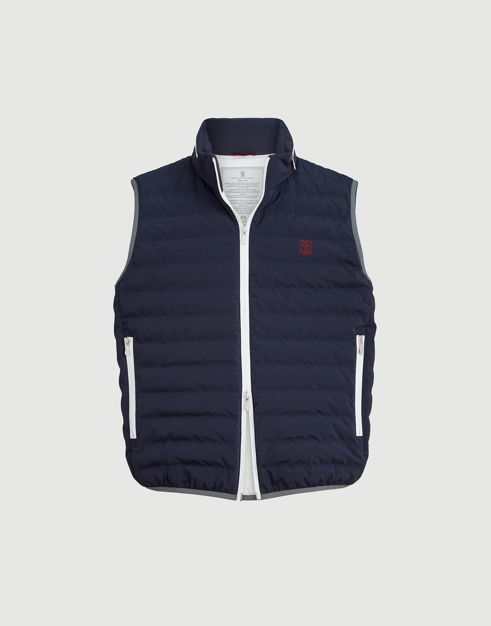 Nylon down vest for Man in Navy Blue | Brunello Cucinelli