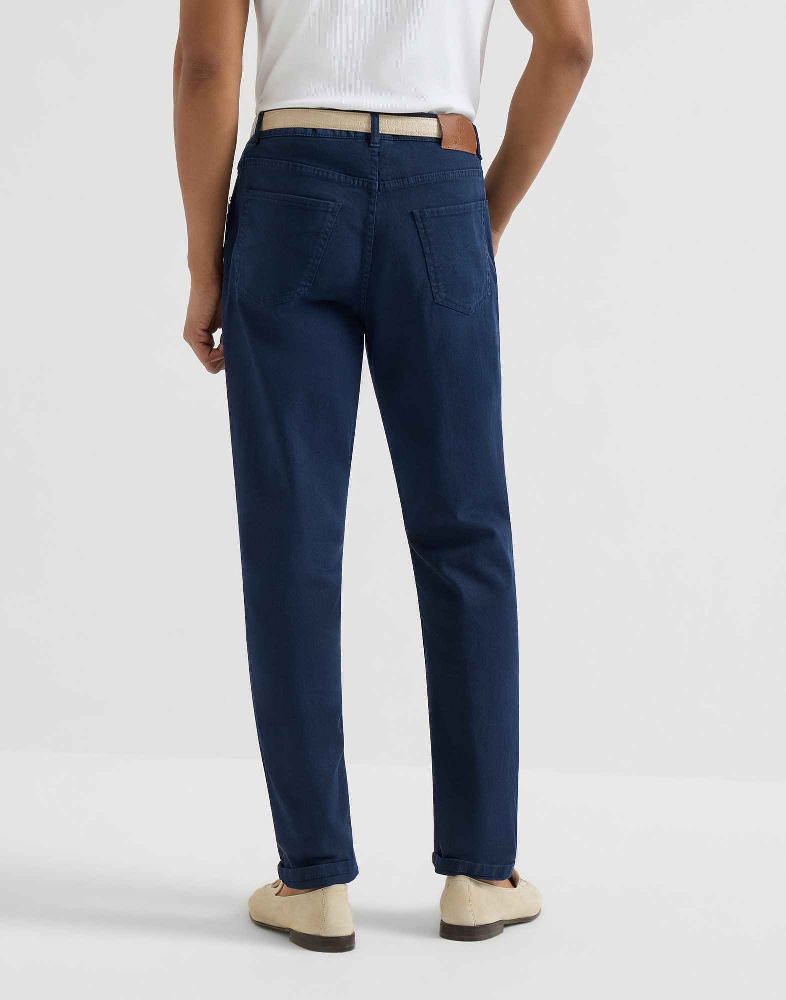 Lightweight denim trousers for Man in Snow | Brunello Cucinelli