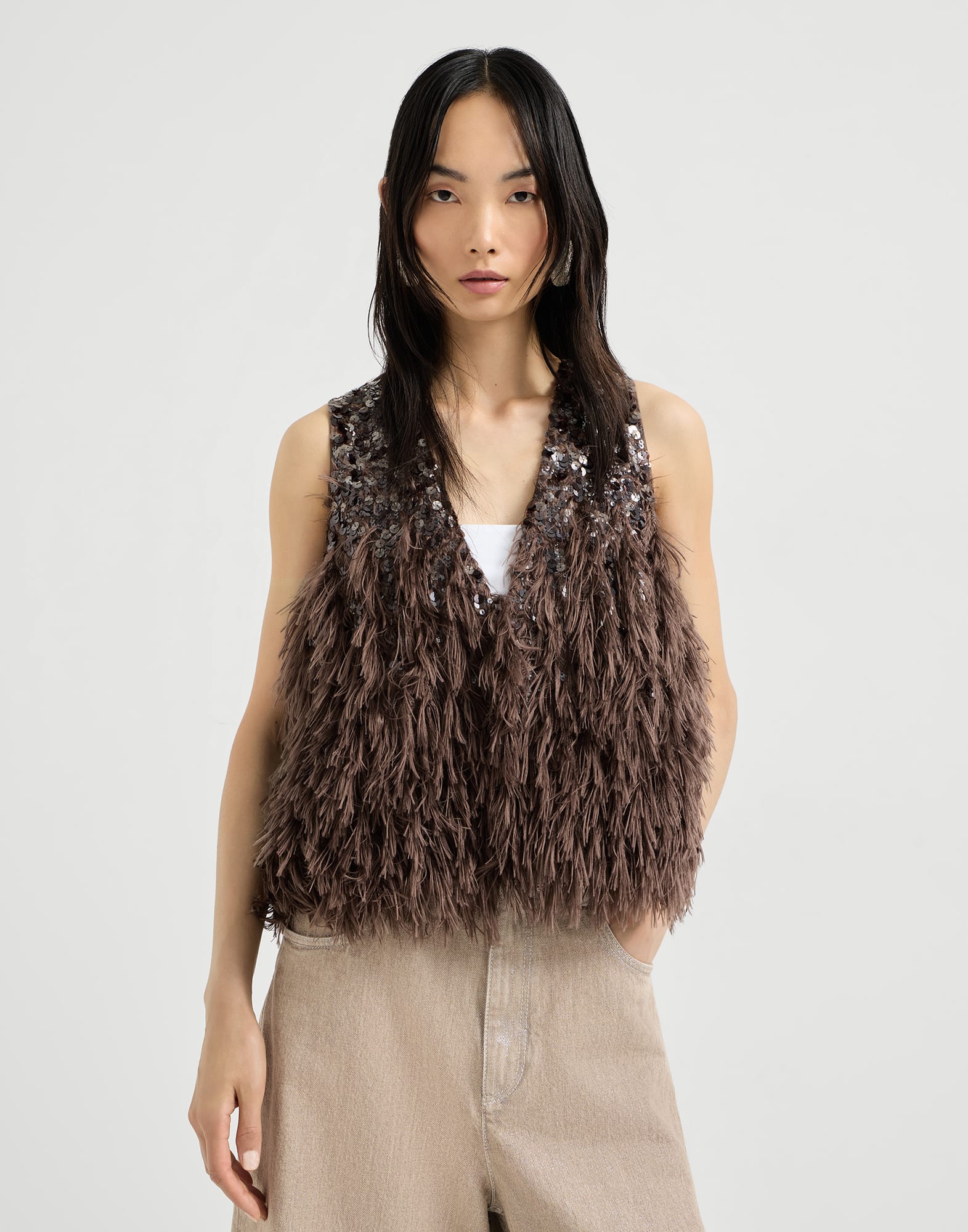 Dazzling d&eacute;grad&eacute; vest Bark Woman - Brunello Cucinelli
