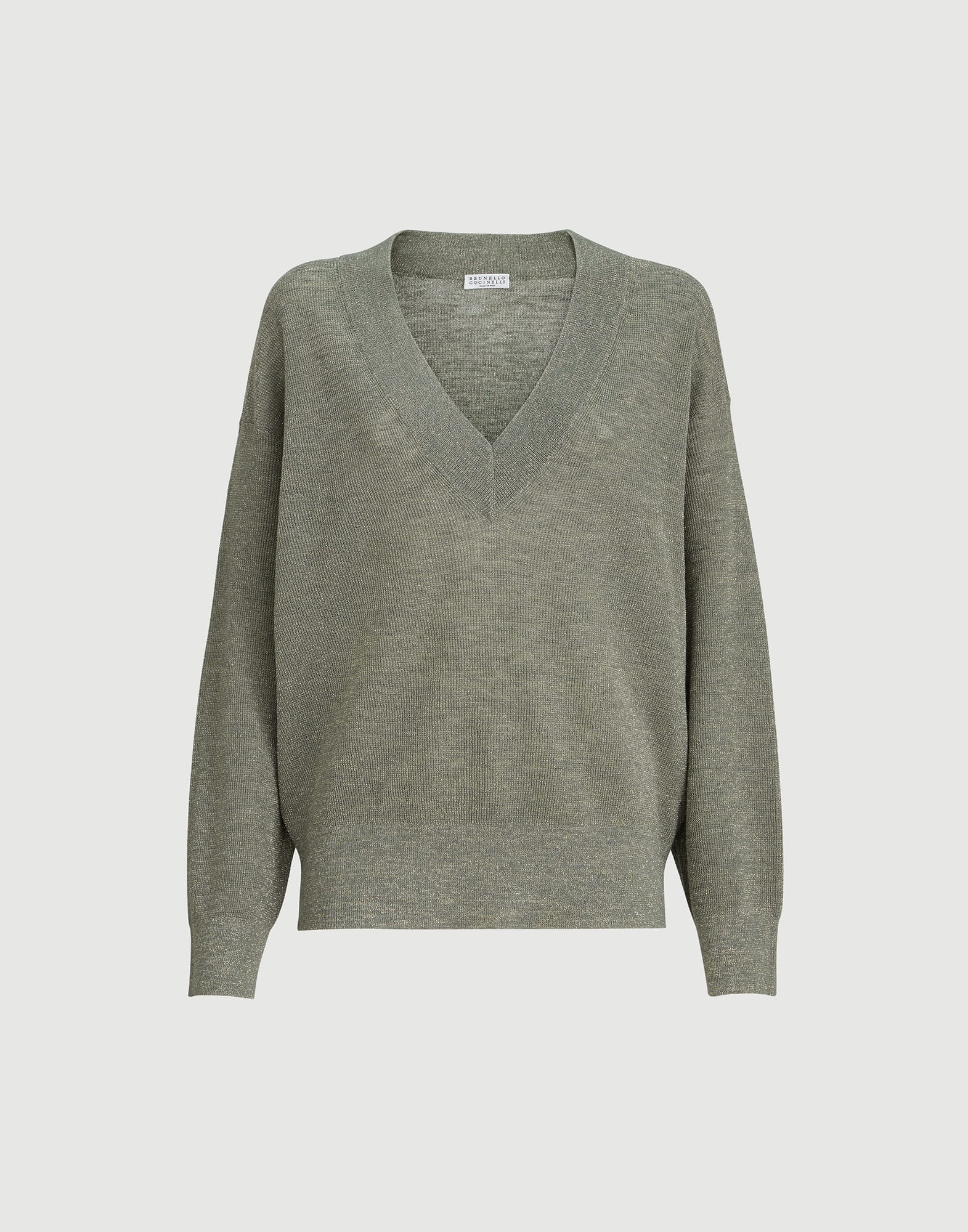 Linen sweater for Woman in Khaki | Brunello Cucinelli