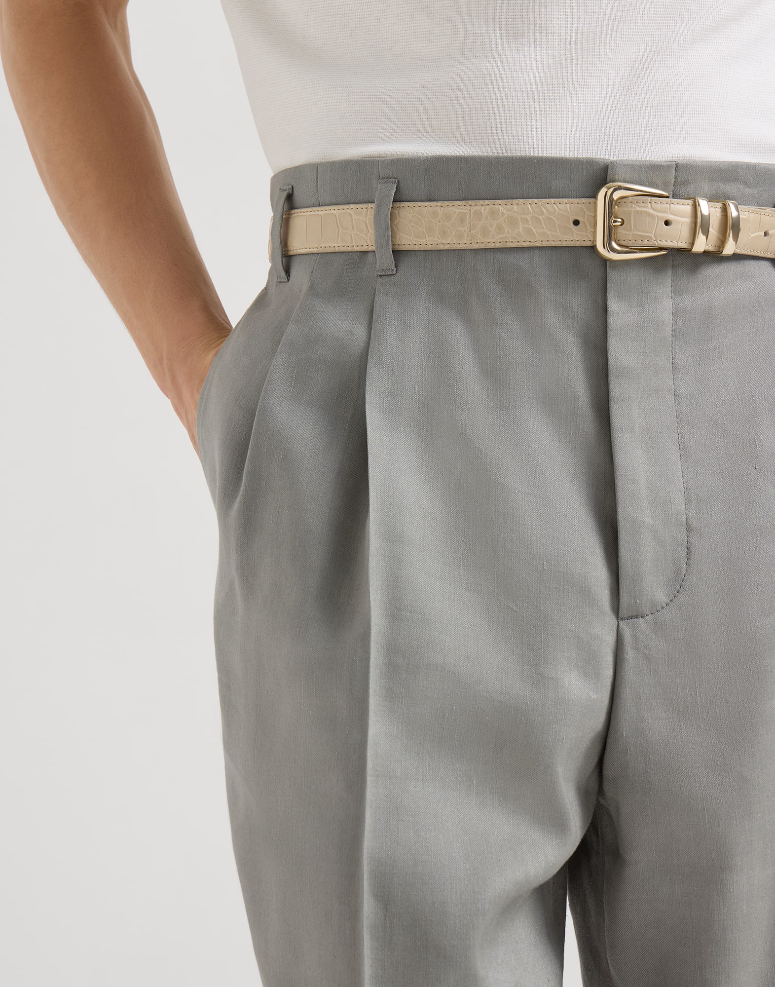 Gabardine trousers for Man in Khaki | Brunello Cucinelli