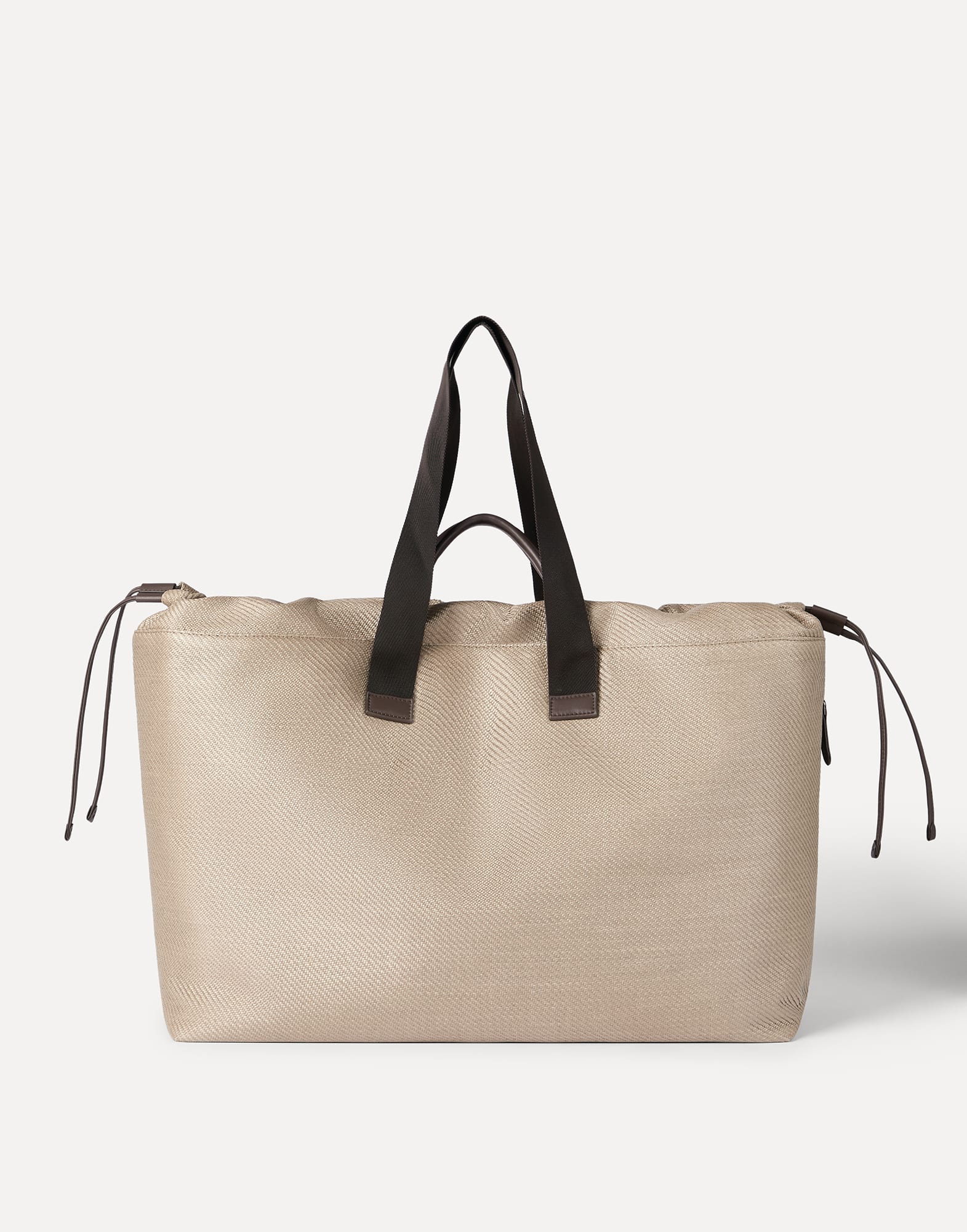 Small Leisure bag in raffia and leather Beige Lifestyle - Brunello Cucinelli