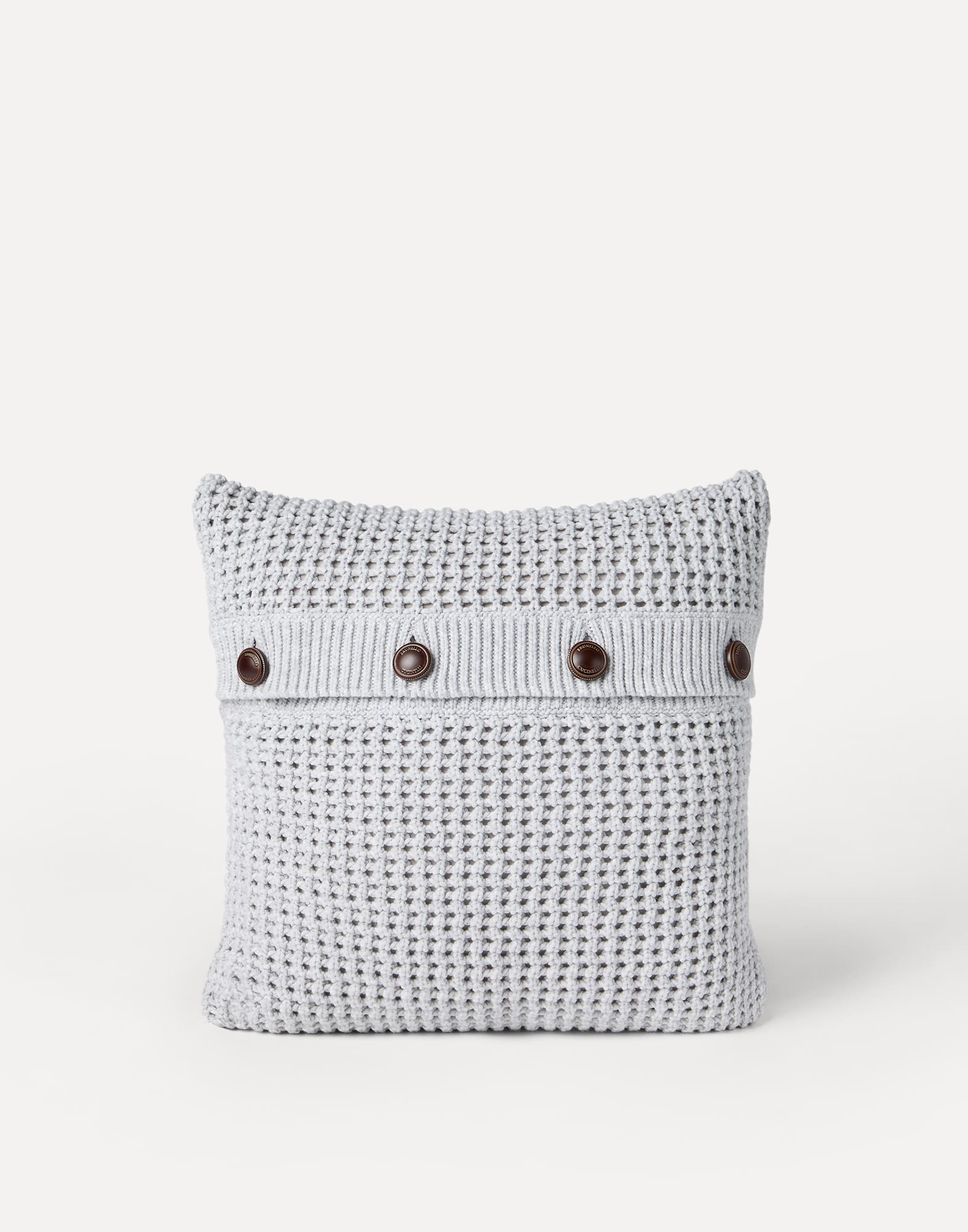 Net knit cushion Light Grey Lifestyle - Brunello Cucinelli