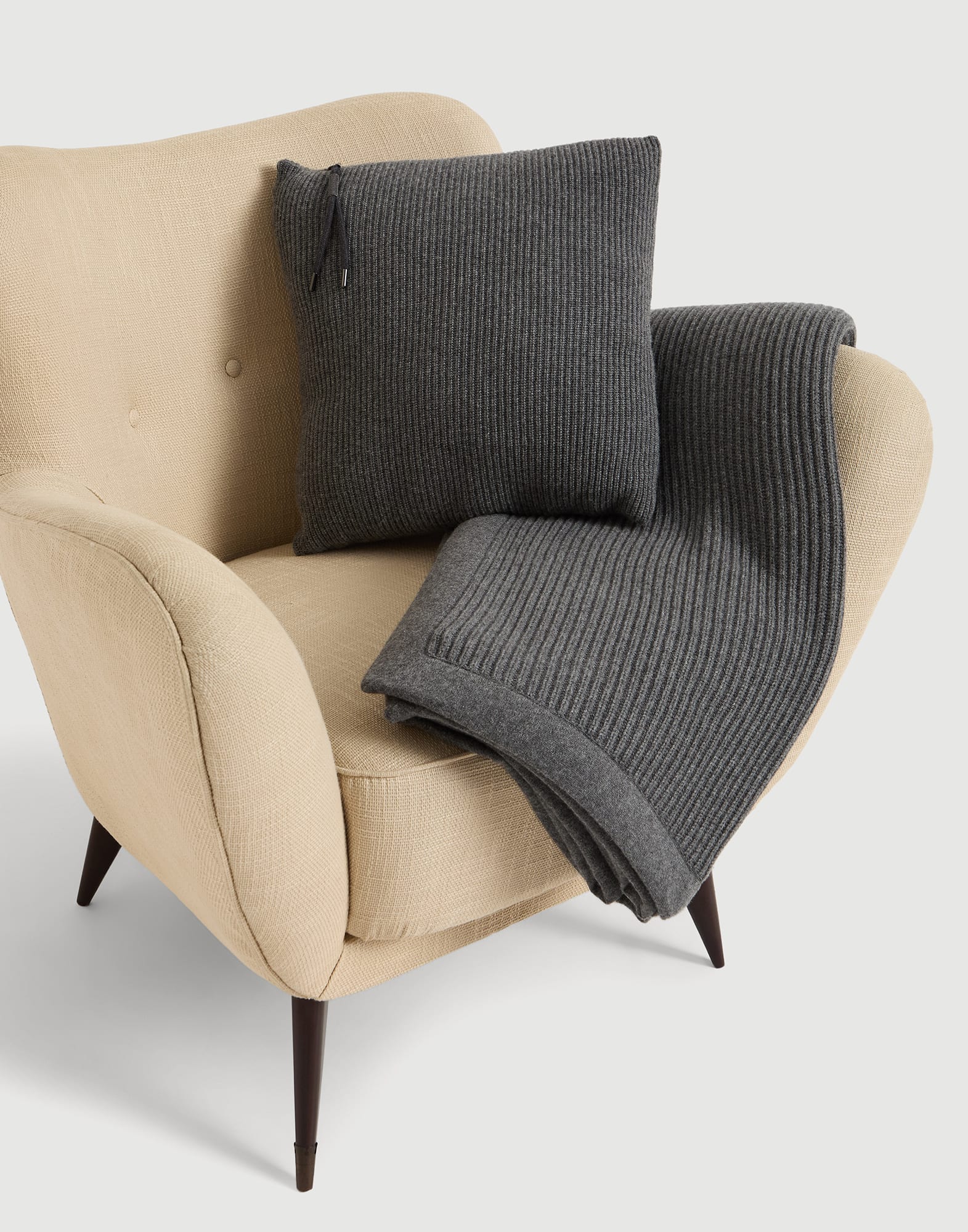 Shiny Zipper Pull knit cushion Lead Lifestyle - Brunello Cucinelli