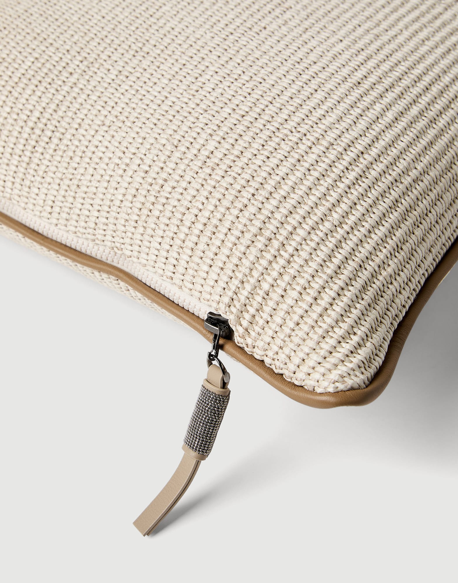 Techno raffia cushion in Panama | Lifestyle | Brunello Cucinelli