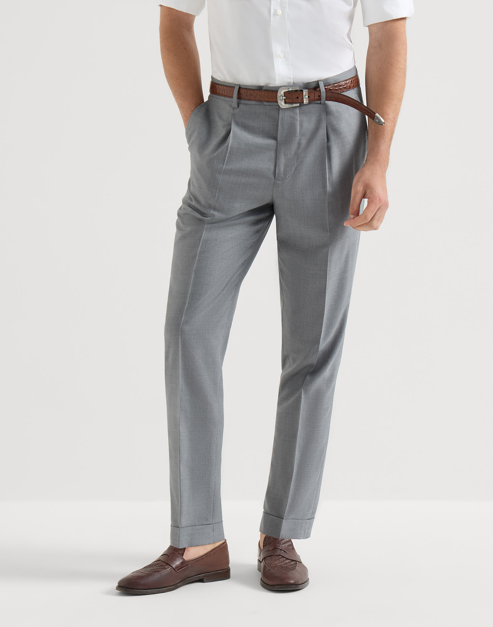 Hopsack trousers Grey Man - Brunello Cucinelli