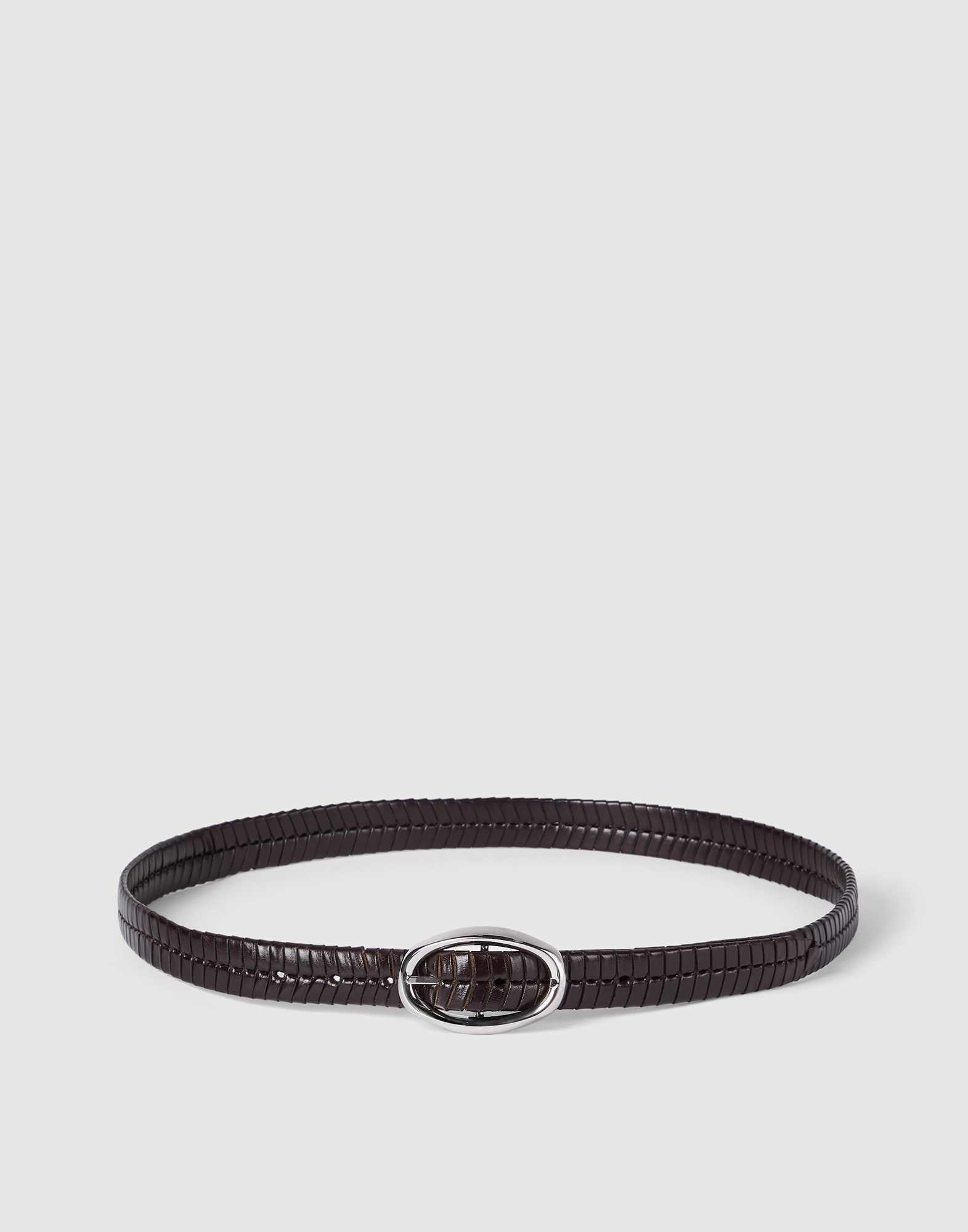 Braided leather belt Chocolate Man - Brunello Cucinelli