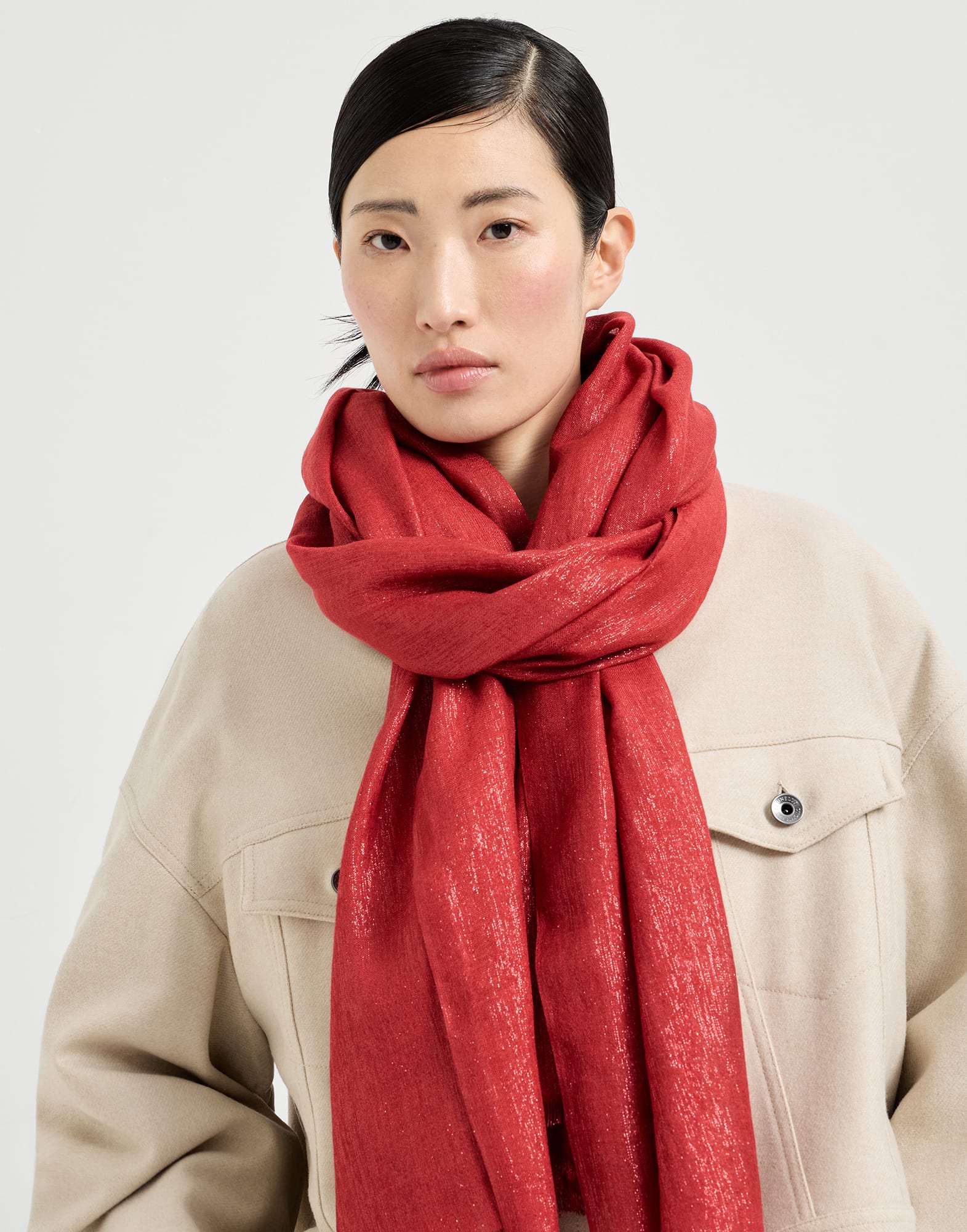 レディース 向け レッド スパークリング ストール | Brunello Cucinelli