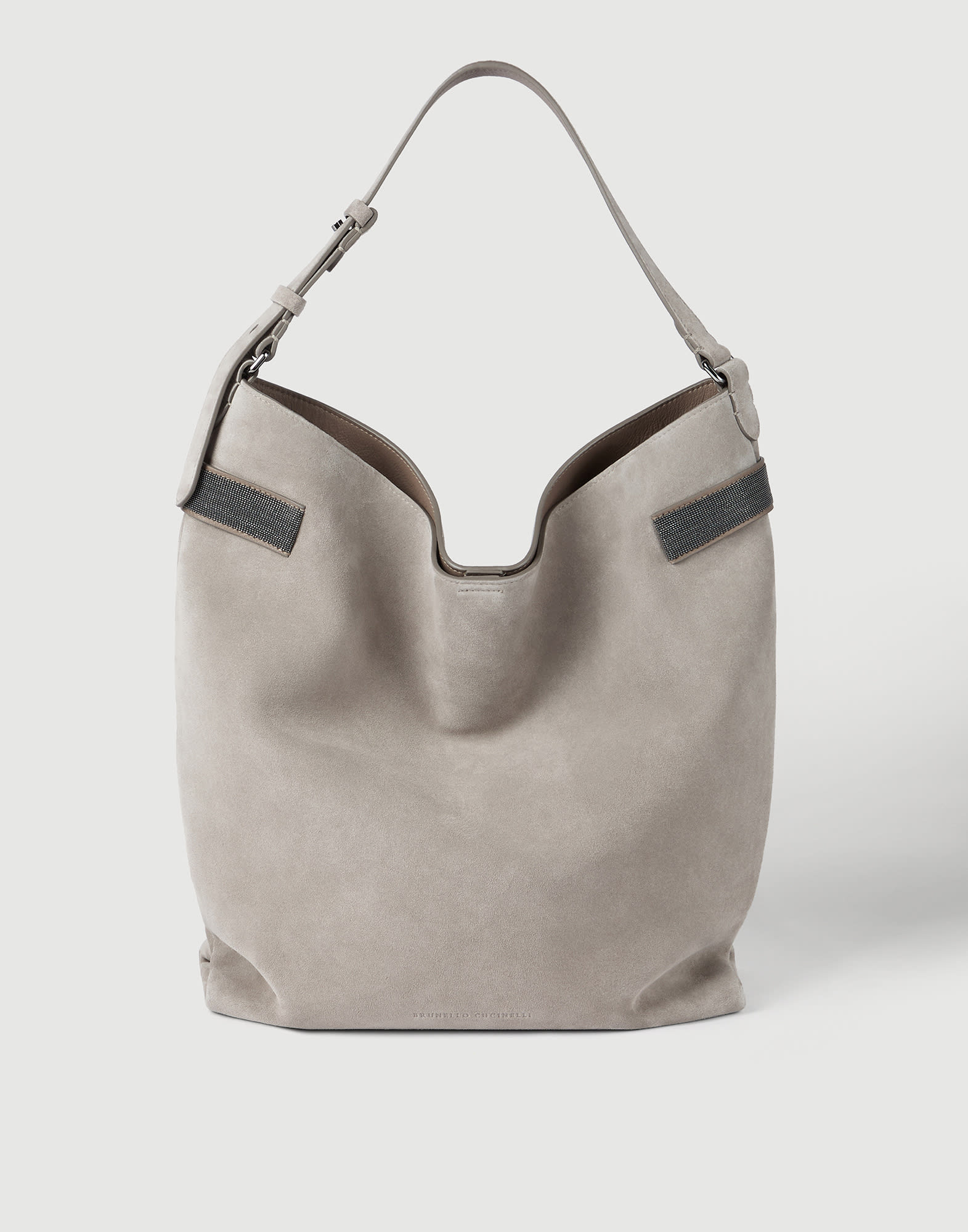 Essence 绒面革水饺包 浅灰 女款 - Brunello Cucinelli