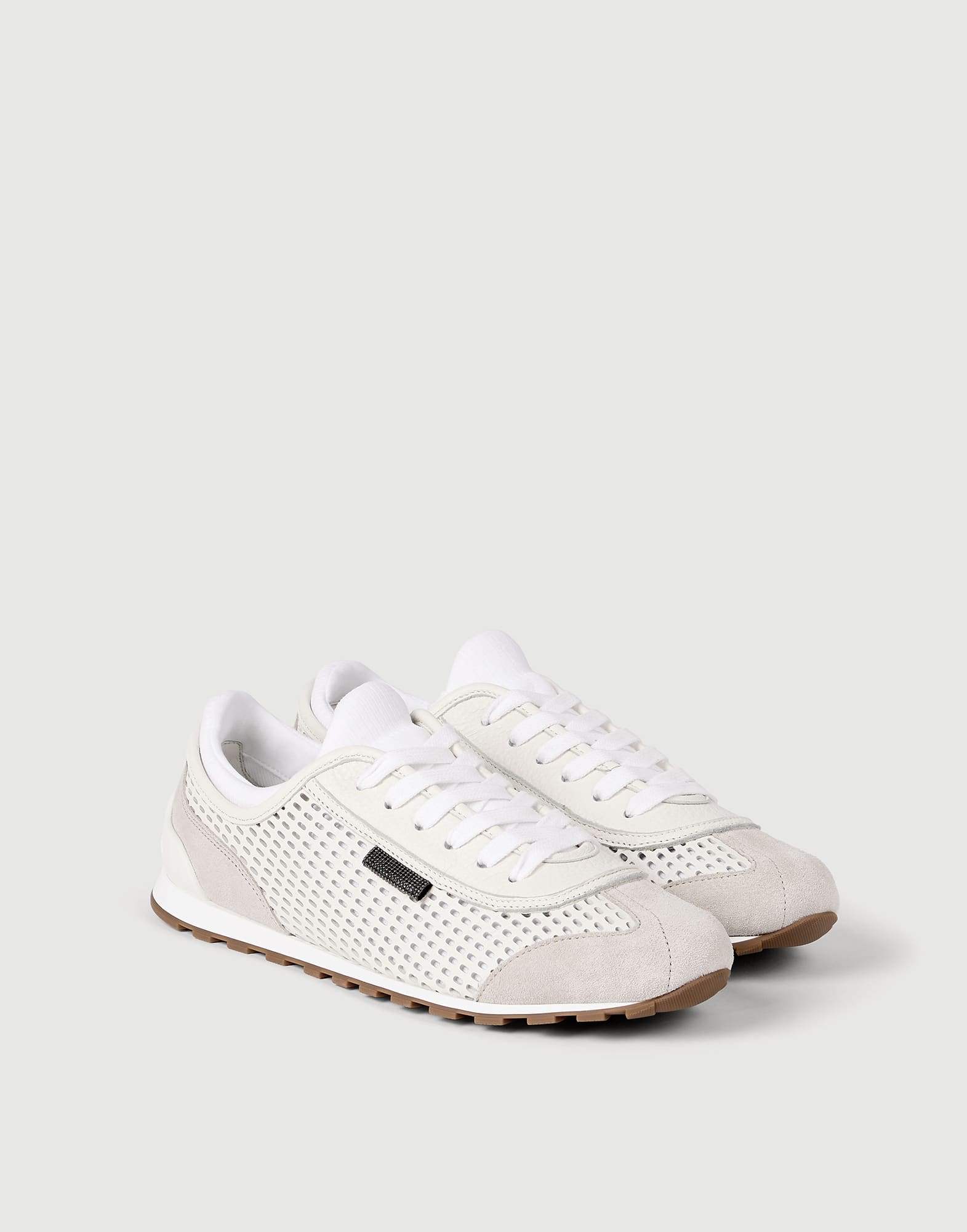 ディアスキン&スエード ランニングシューズ ホワイト レディース - Brunello Cucinelli