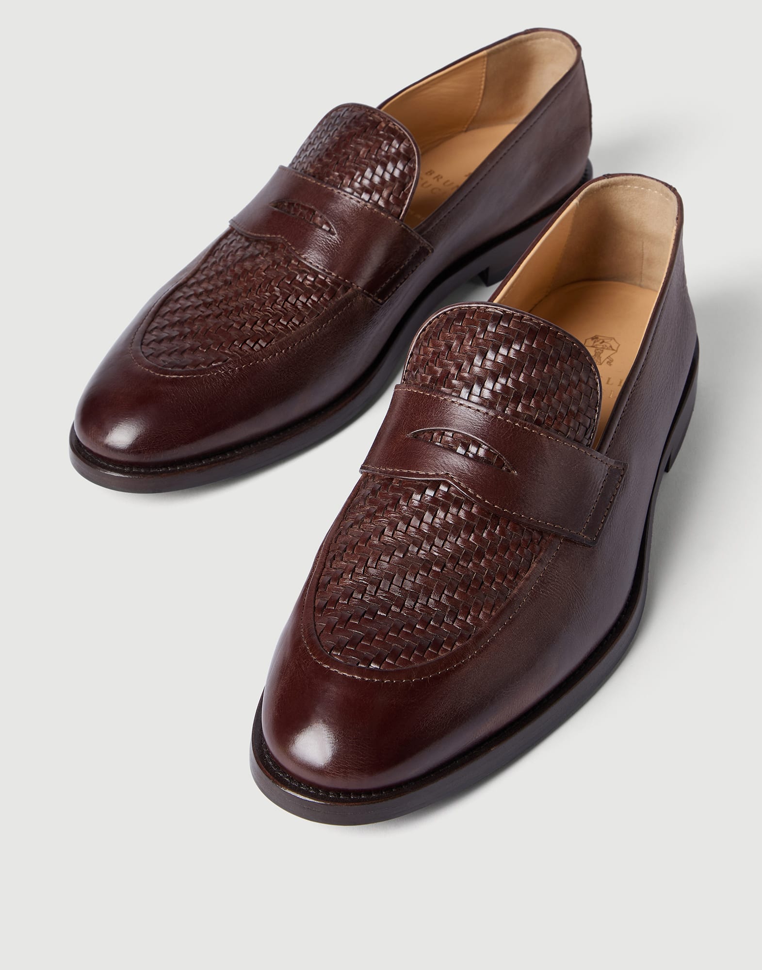 Calfskin penny loafers for Man in Black | Brunello Cucinelli display picture 1