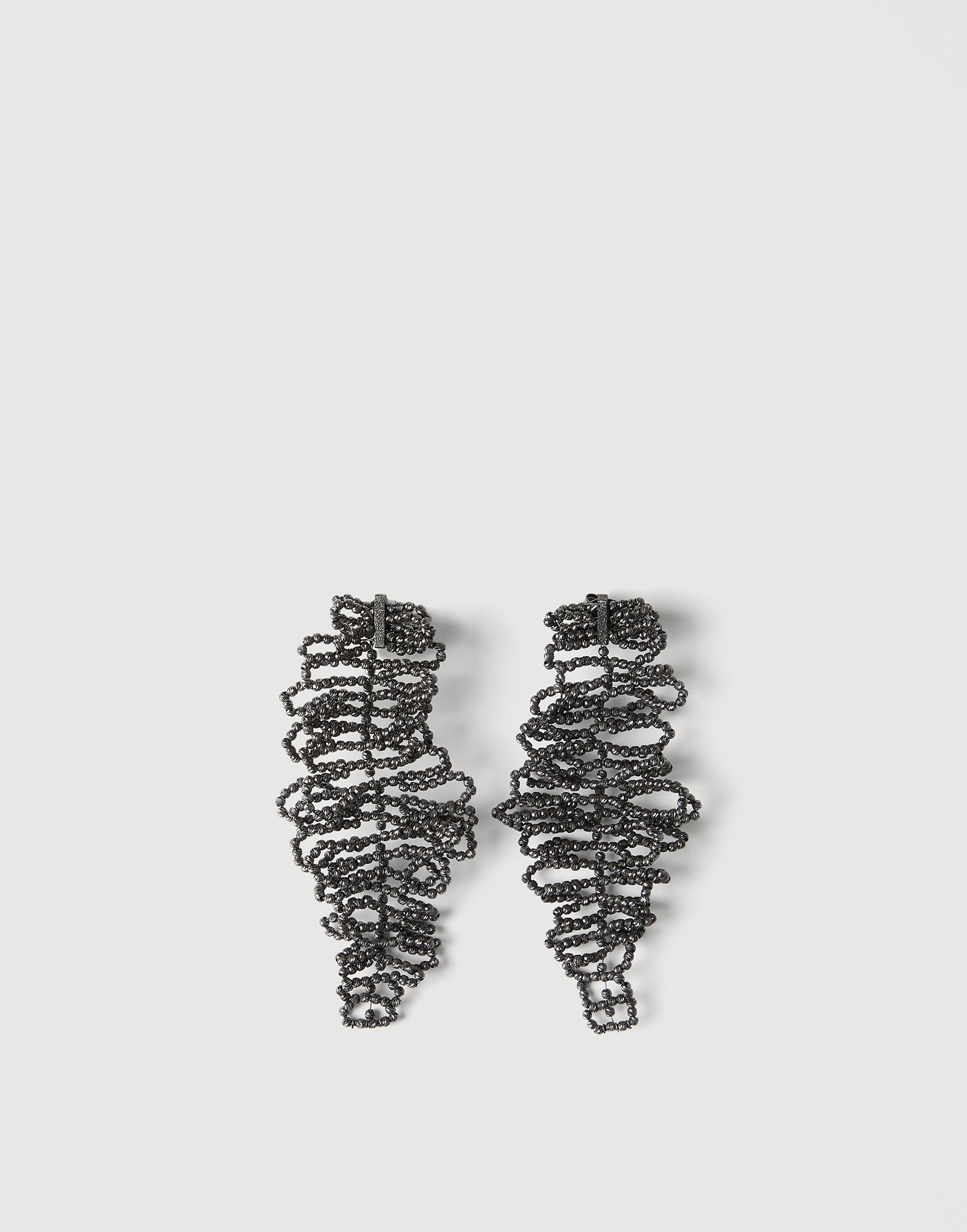 Pendientes Sculptured Leaf Gris Lignito Mujer - Brunello Cucinelli