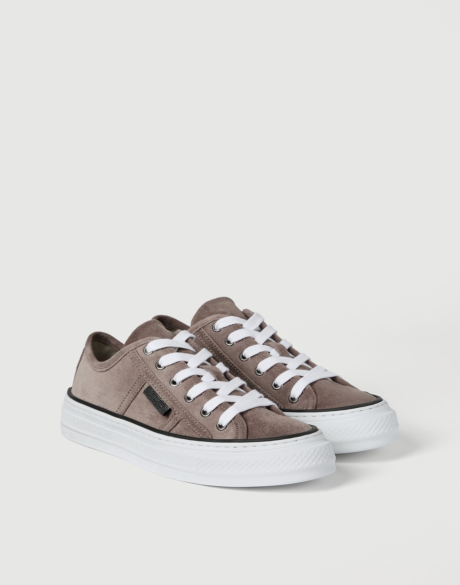 モニーレ付き スエード スニーカー ブラウン レディース - Brunello Cucinelli